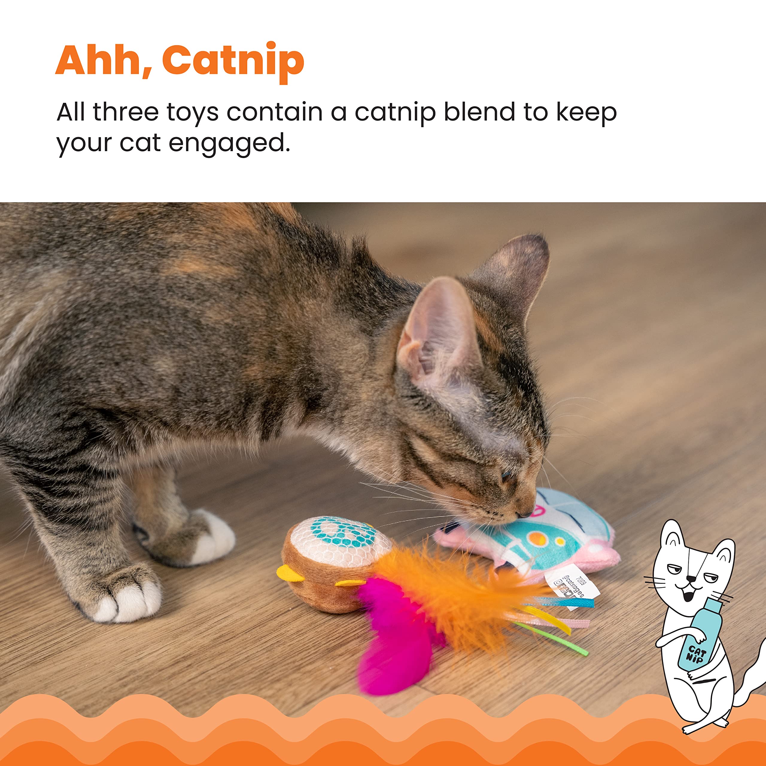 Catstages Festival-Themed Interactive Plush Catnip Cat Toys - 3 Pack