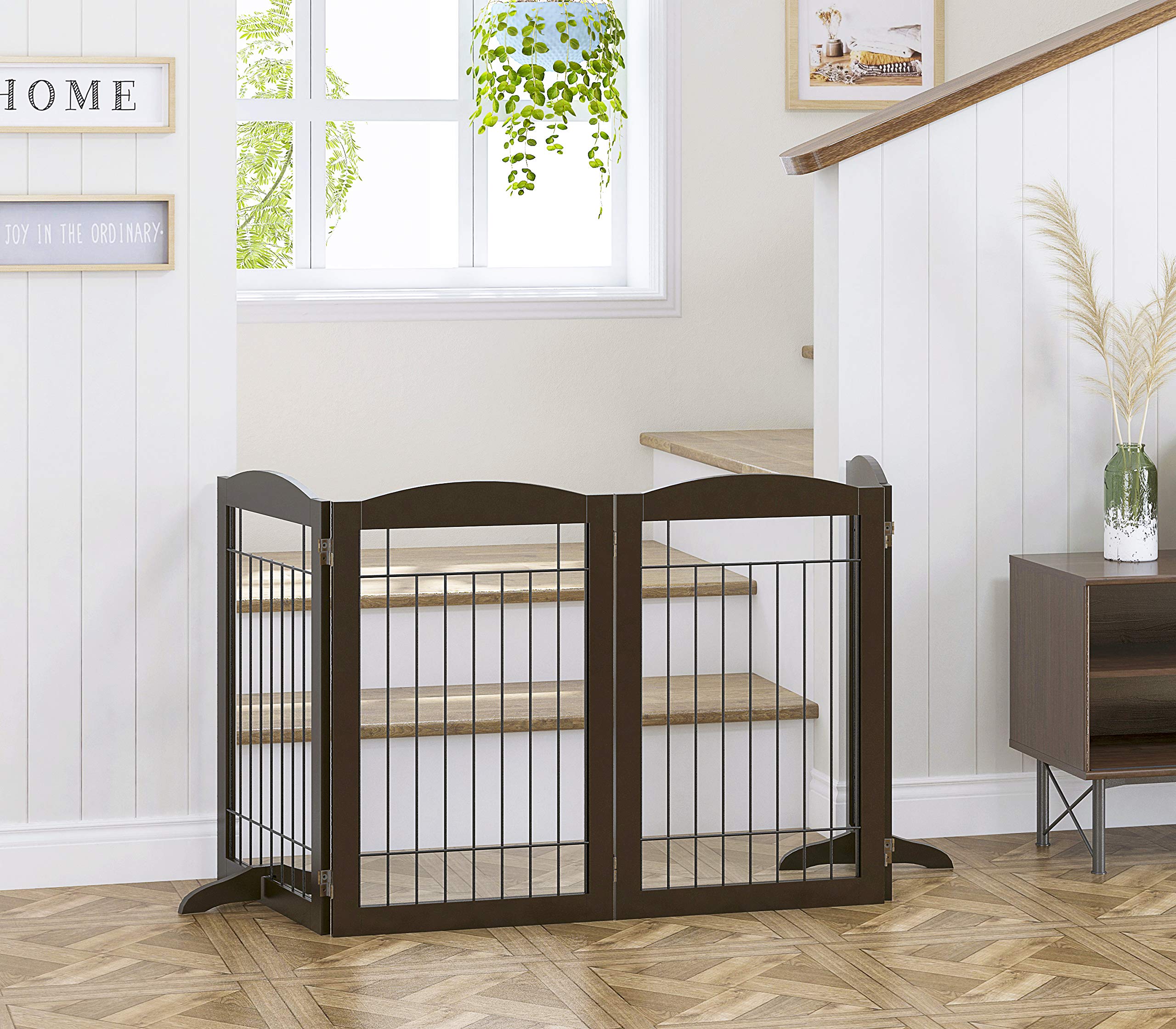 Spirich Freestanding Wire Pet Gate for Dogs, 30 inches Tall Dog Gate for The Houes, Doorway, Stairs, Pet Puppy Safety Fence,Set