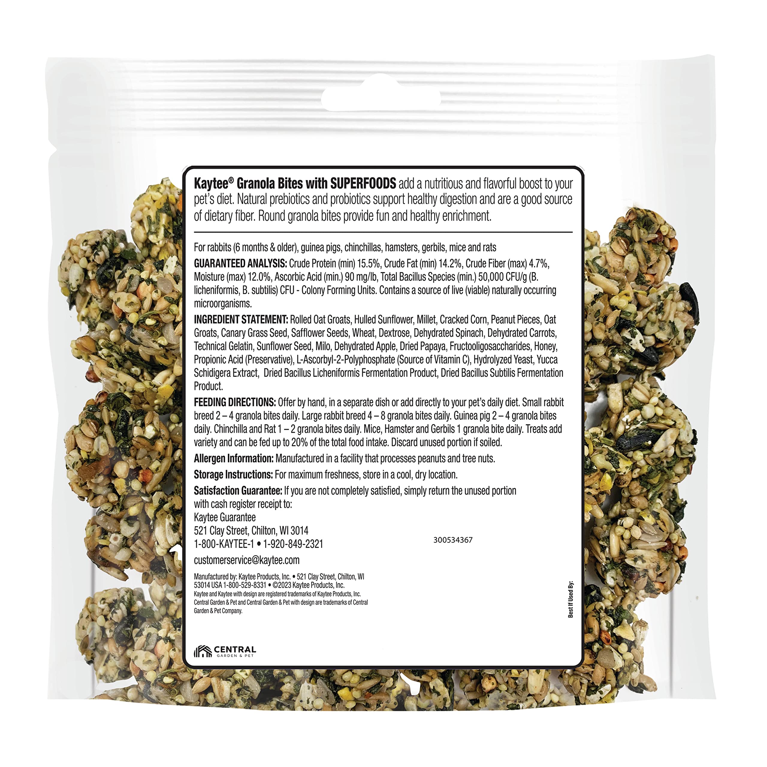 Kaytee Granola Bites with Super Foods Spinach and Carrot