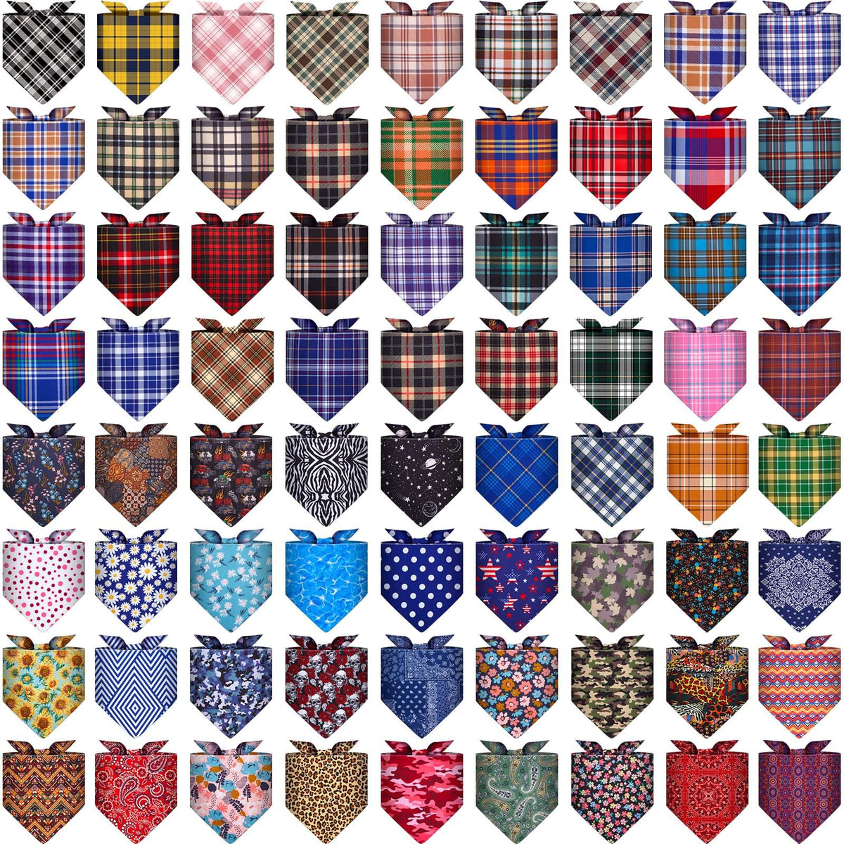 72 Packs Dog Bandanas Bulk Buffalo Plaid Cat Bandana Summer Scarf Triangle Fruit Drool Bibs Fruit Washable Adjustable Kerchief Dog Cat Bandana For Beach Small Medium Pet Supplies(Plaid)