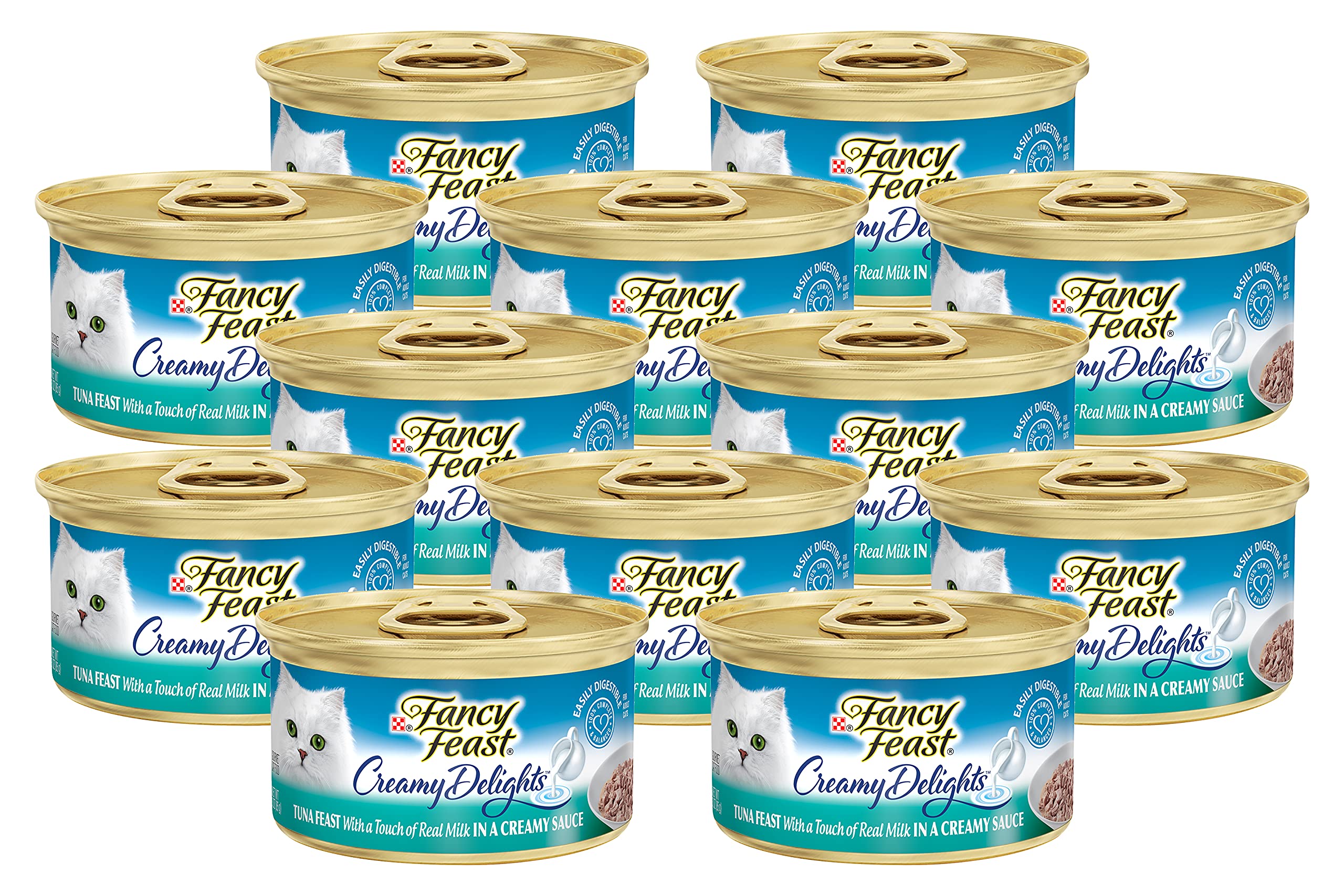 Fancy Feast Purina Creamy Delight Tuna Feast with a Touch of Real Milk in a Creamy Sauce 3 Ounce Cans (Pack of 12)