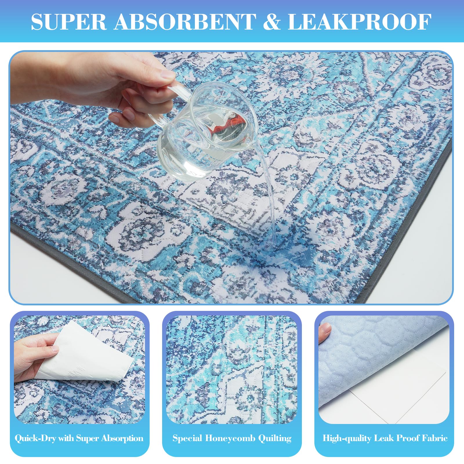 Thicken Washable Pee Pads For Dogs, 2 Pack Waterproof Reusable Pee Pads For Dogs,36''X48'' Super Absorbent Leakproof Dog Pads, N