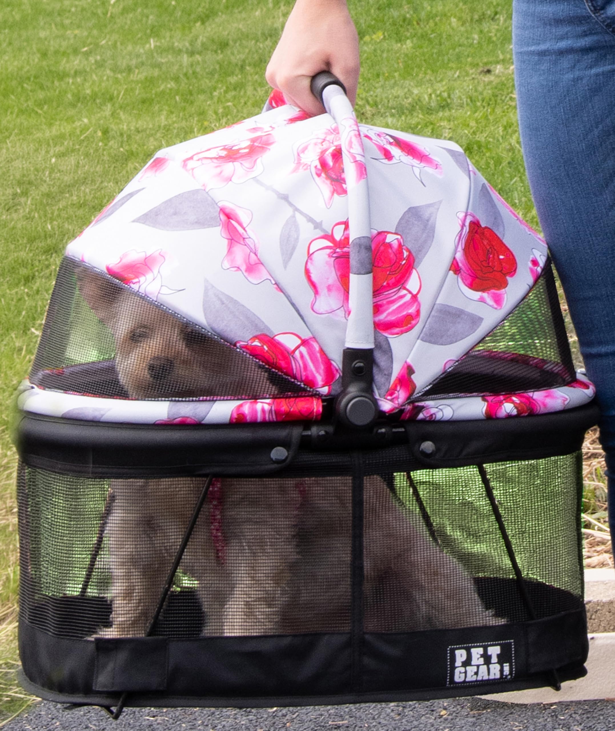 Pet Gear No-Zip View 360 Pet Carrier & Car Seat, Pink Hydrangea, 20-inch