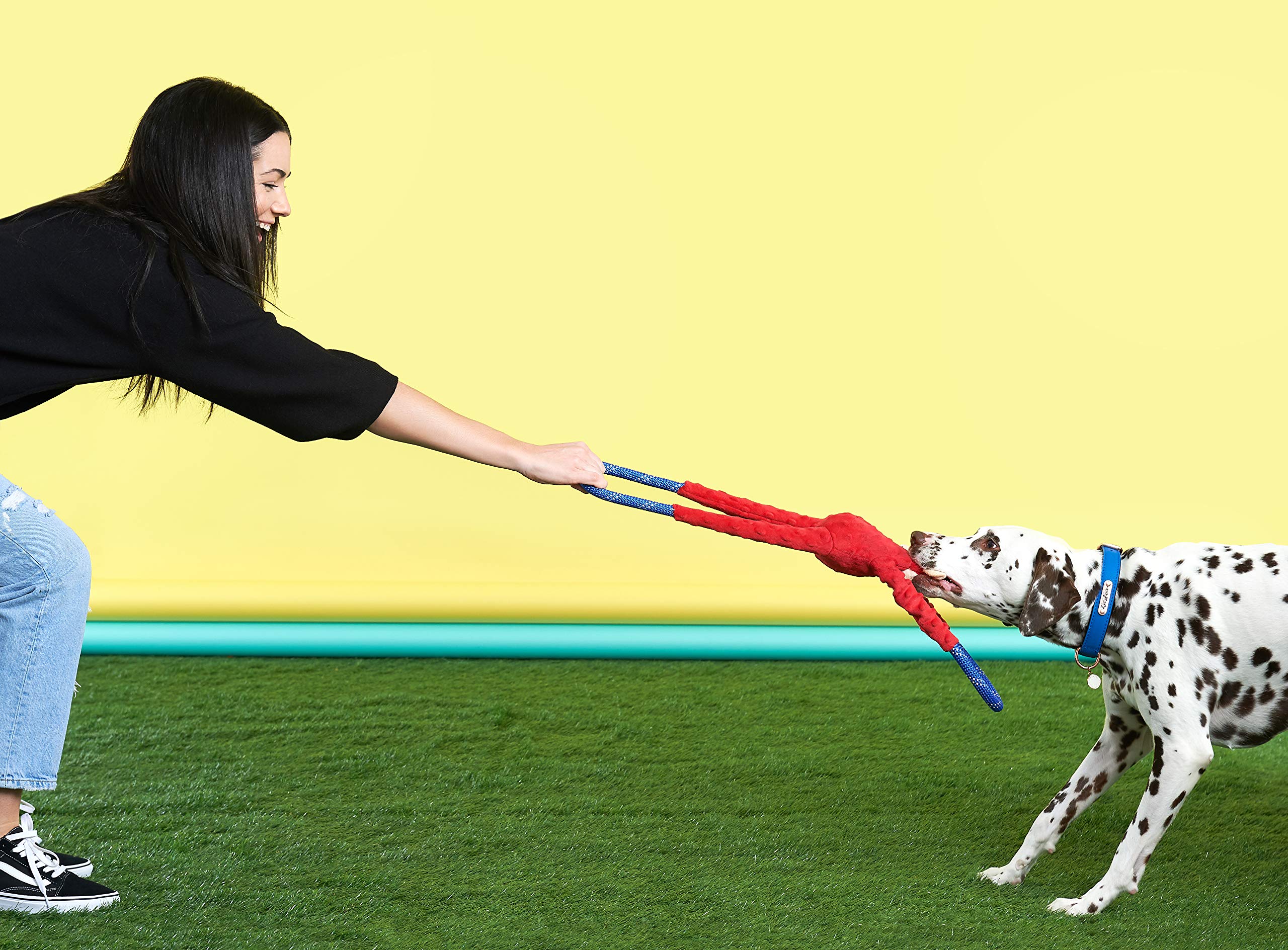 ZippyPaws RopeTugz Red Monkey Dog Toy - Durable Plush, Squeaky Chew for Tug of War - 28x5x5 in, Suitable for All Breeds