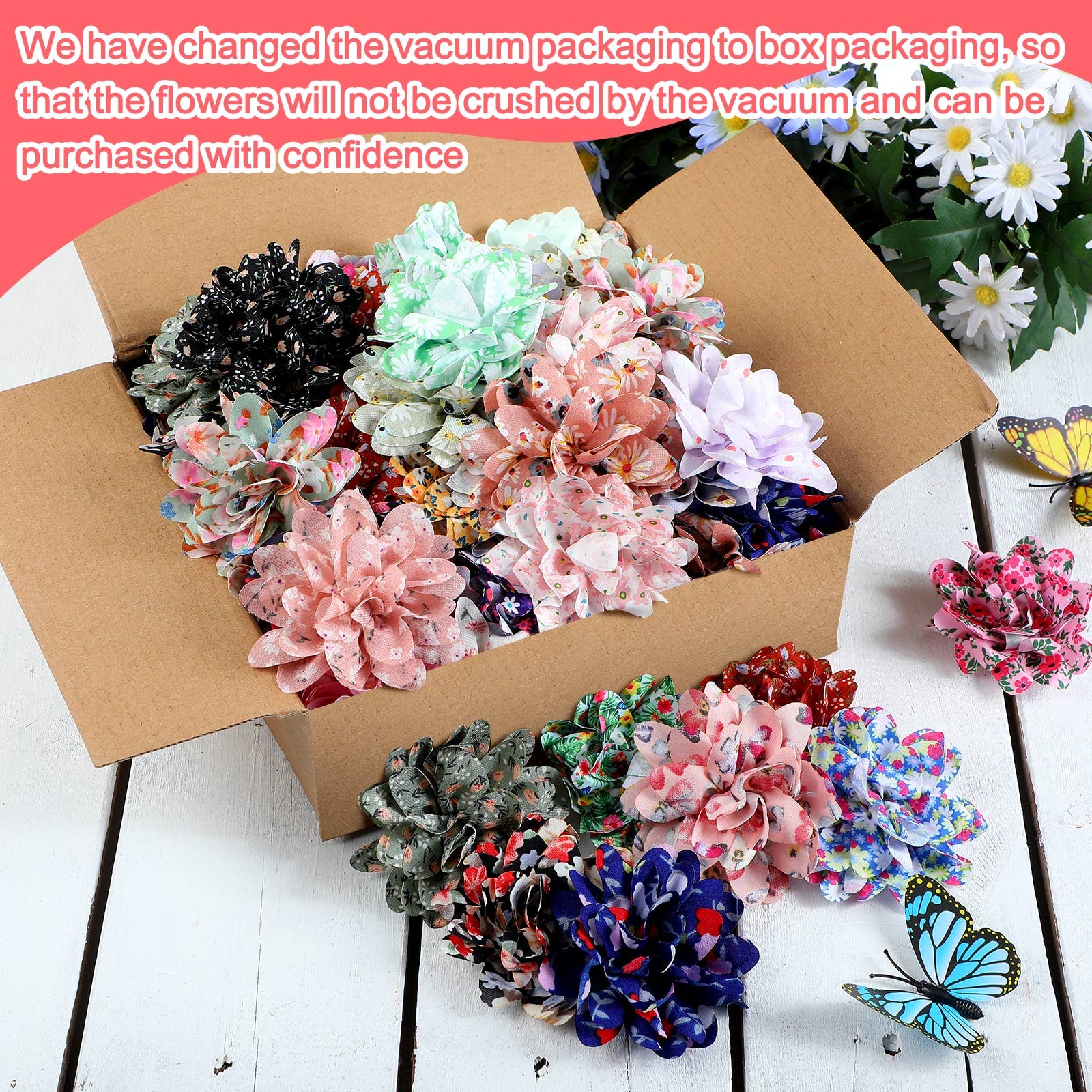 Sadnyy 150 Pcs Dog Collar Bows - Spring Flowers & Charms, Multi-Color Pet Grooming Accessories