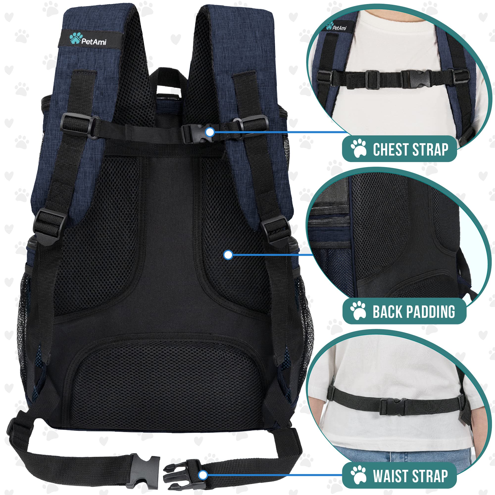 PetAmi Dog Backpack Carrier, Airline Approved Cat Backpacks for Carrying Small Large Cats, Pet Carrier Back Pack, Ventilated Sof
