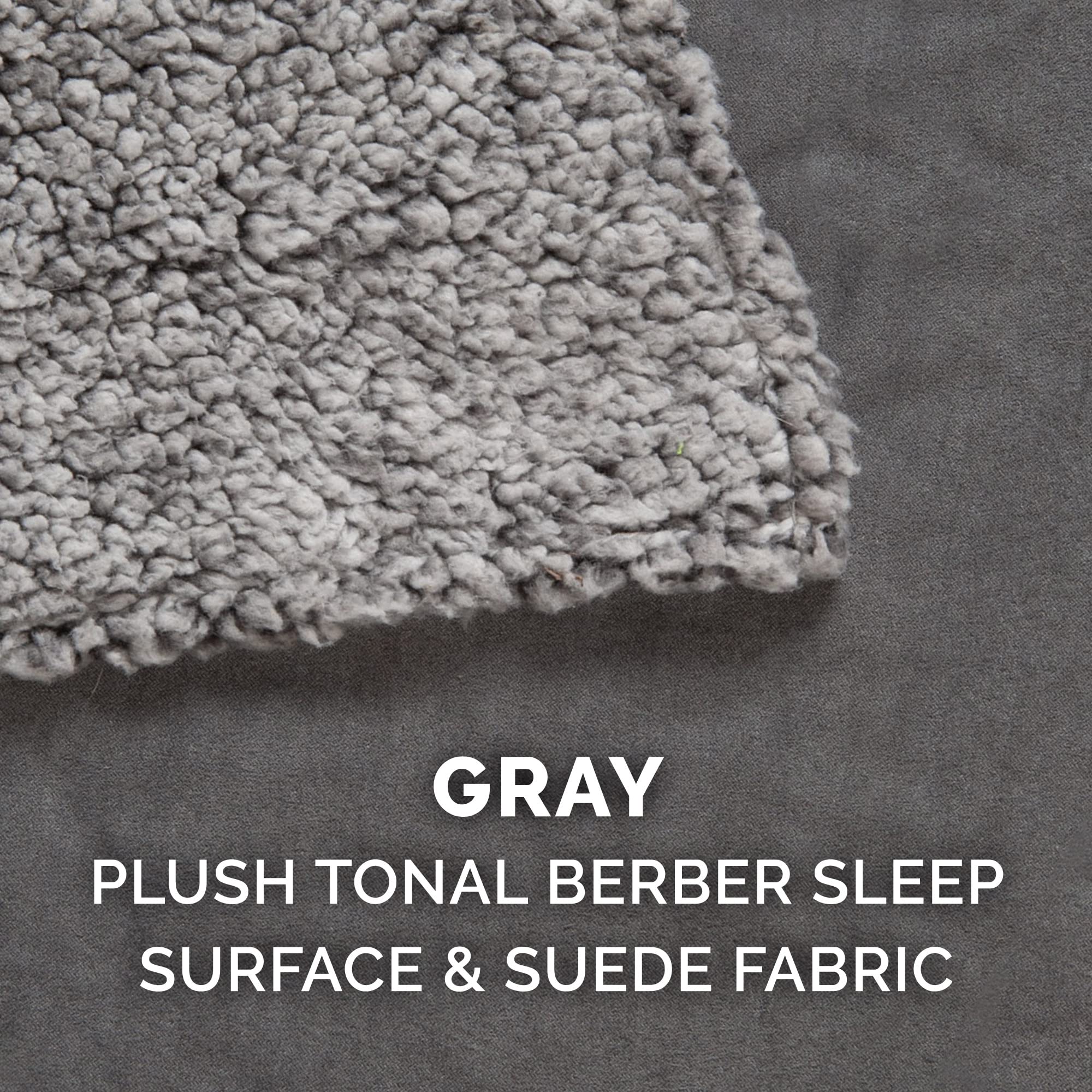 Furhaven Replacement Dog Bed Cover Berber & Suede Blanket Top Mattress, Machine Washable - Gray, Jumbo (X-Large)
