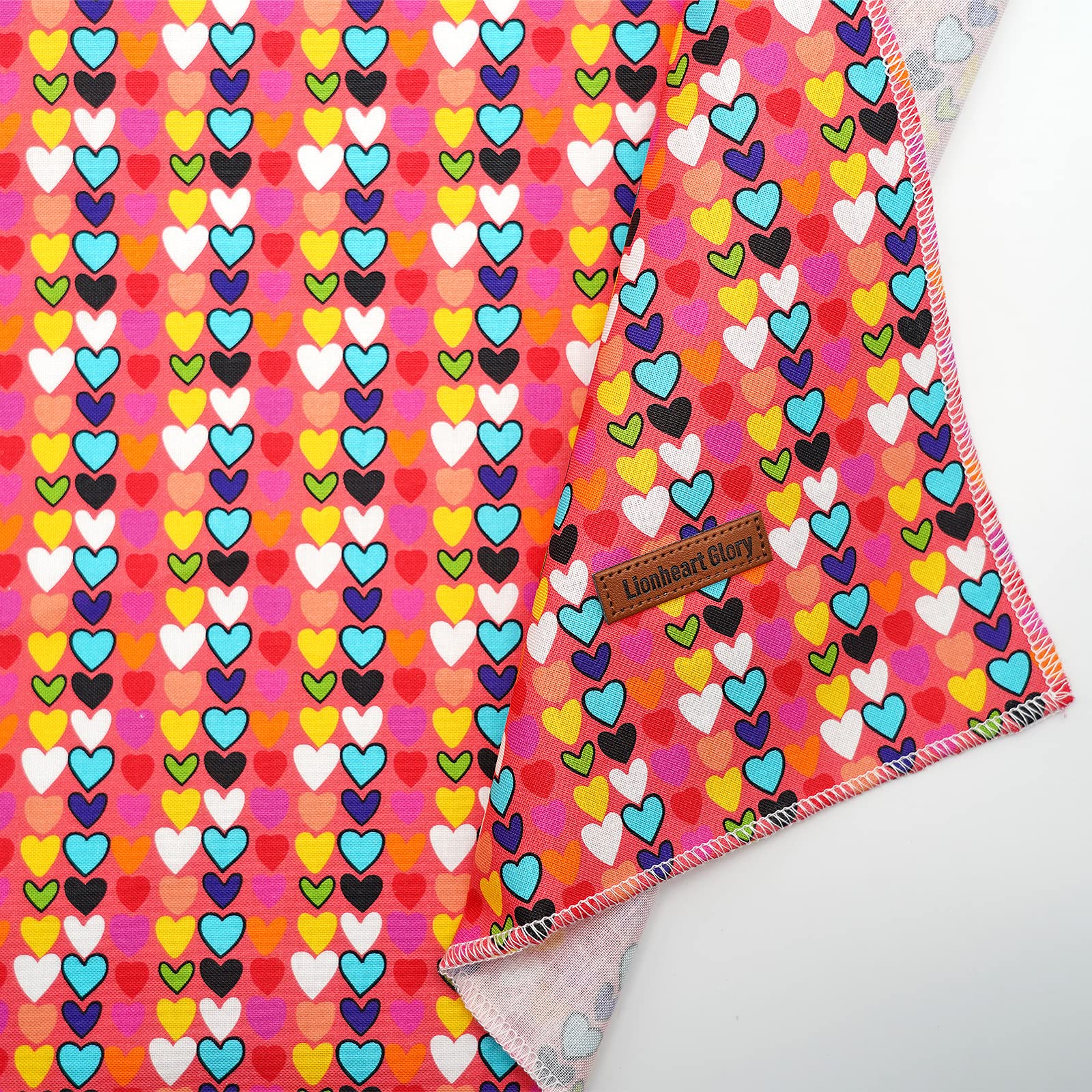 Lionheart Glory Valentine Bandana - Washable Dog Scarf, Square Adjustable Bandana For Medium Large Dogs
