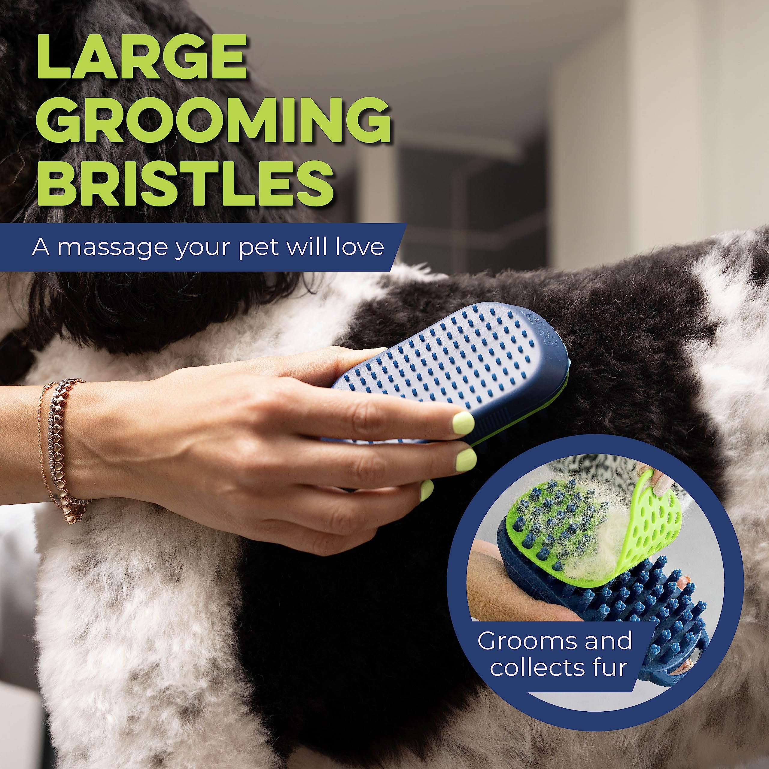 Bonza Dog & Cat Grooming Massage Brush With Removable Screen – Pet Scrubber For Gentle Short & Long-Haired Fur