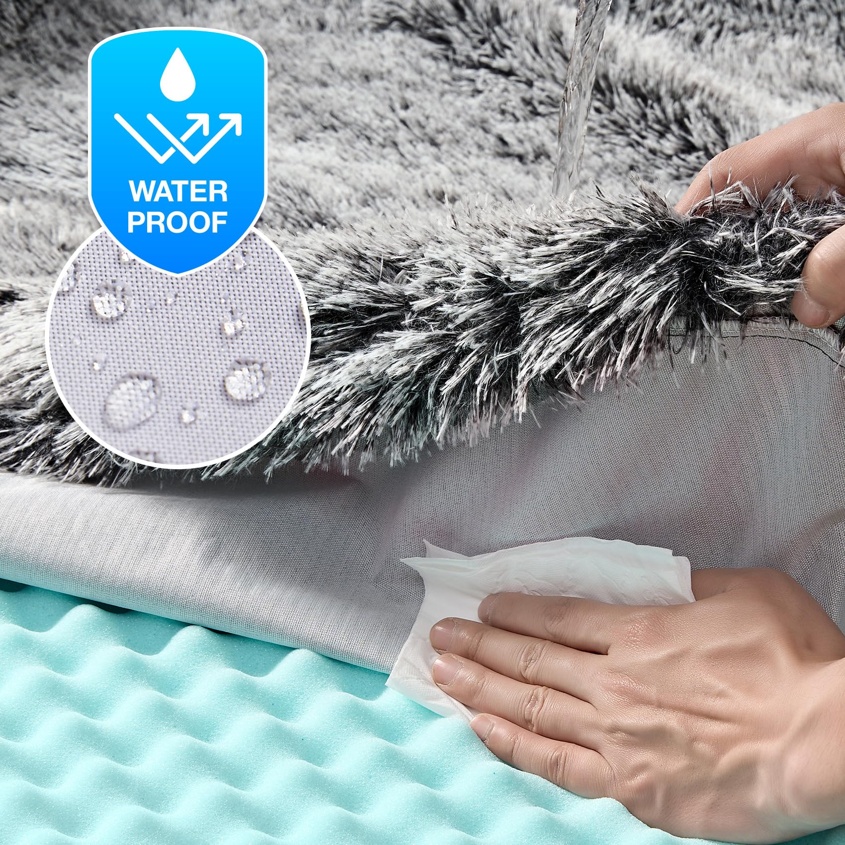 EHEYCIGA Foldable Dog Bed, Faux Fur Fluffy Dog Couch Bed, Orthopedic Calming Memory Foam Pet Bed for Small Dogs, Washable Soft W