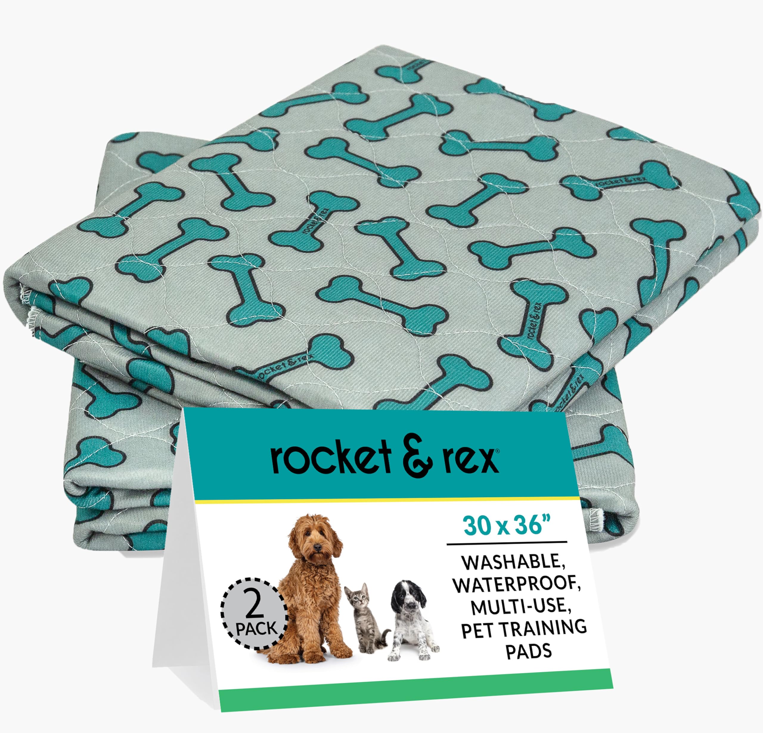 Rocket & Rex Premium Washable Pee Pads For Dogs | Potty Pads For Dog Training Pads | Absorbent Dog Crate Pad | Reusable & Waterp