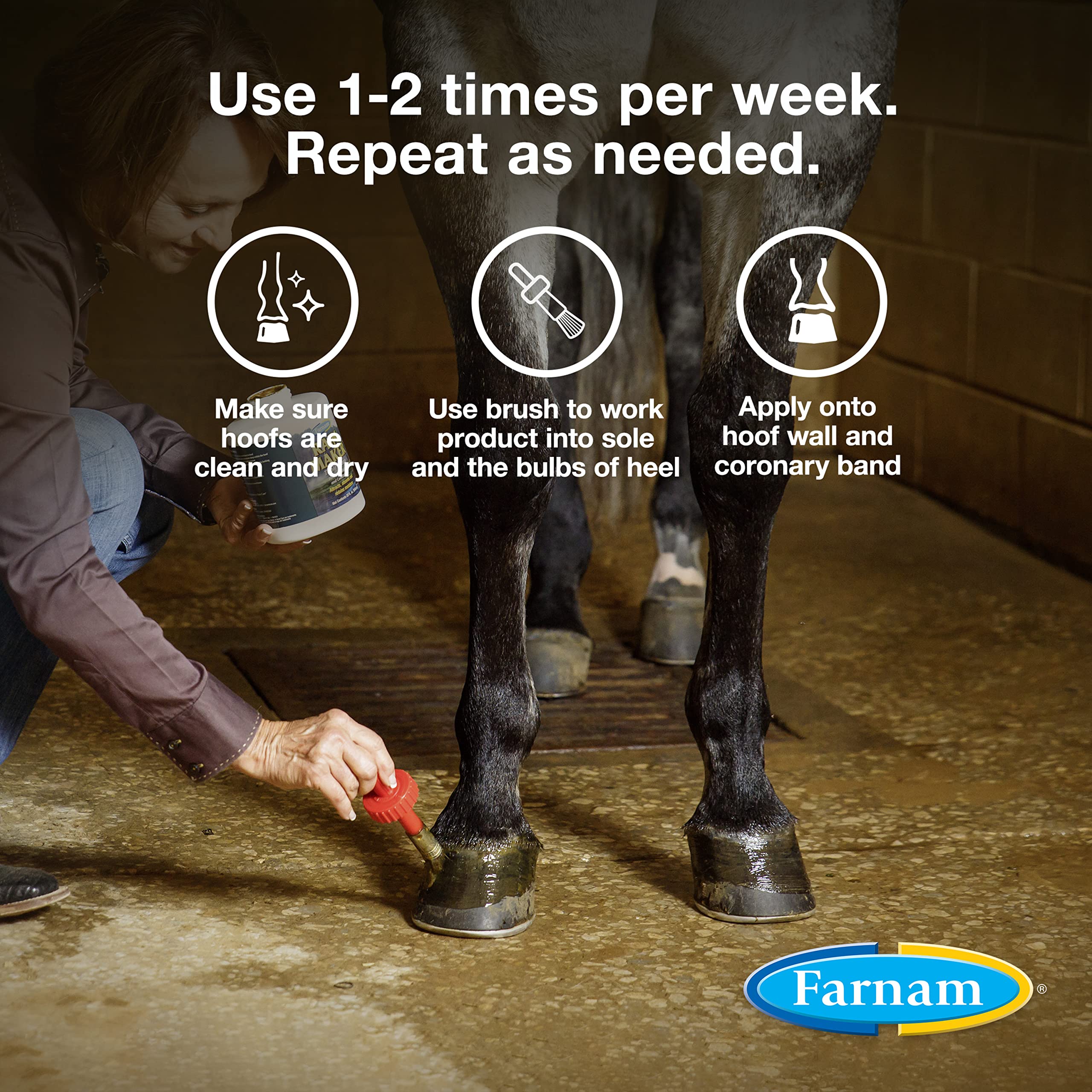 Farnam Rain Maker Triple Action Hoof Oil for Horses Moisturizer and Conditioner, Attracts, Absorbs and Retains Moisture, Contain