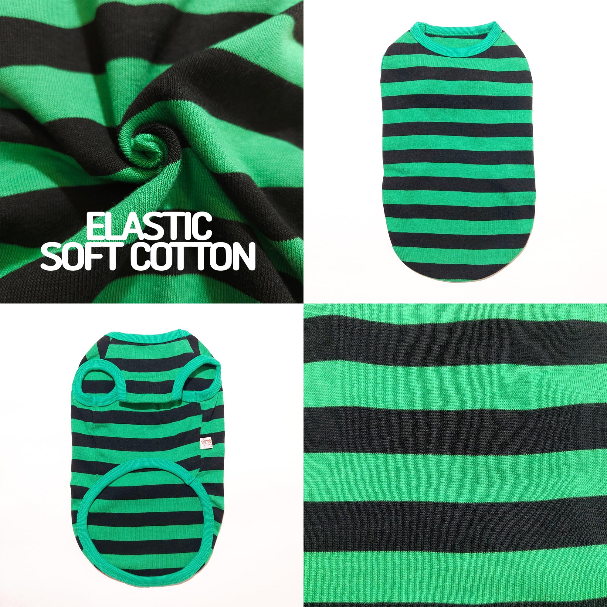 D Doggy Star Dachshund Clothes For Dogs Mini And Adults T Shirts (Xs,Stripe Green/Black)