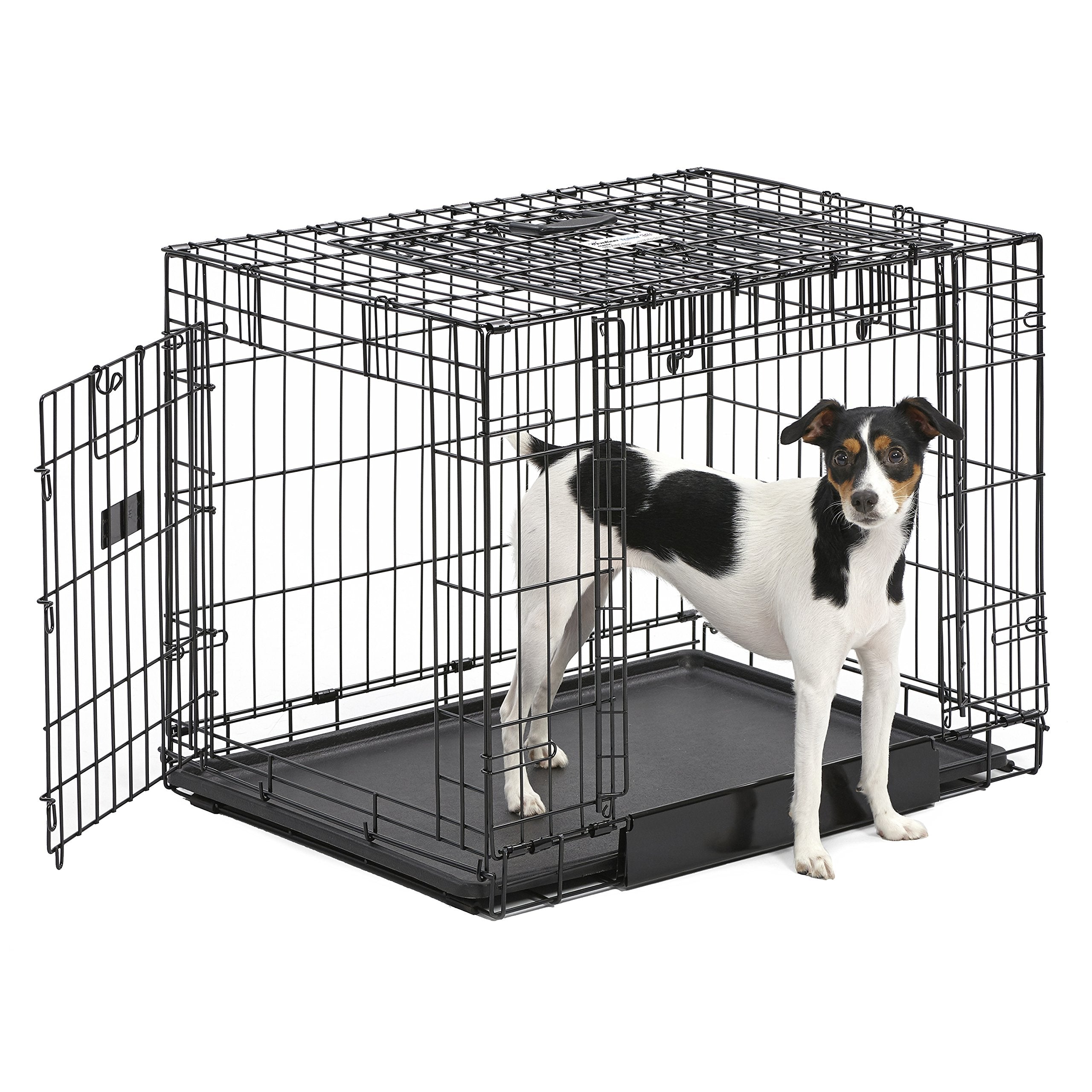 MidWest Homes for Pets Medium Ovation Double Door 30-inch Folding Metal Dog Crate, Front and Up & Away Side Doors, Space-Saving 