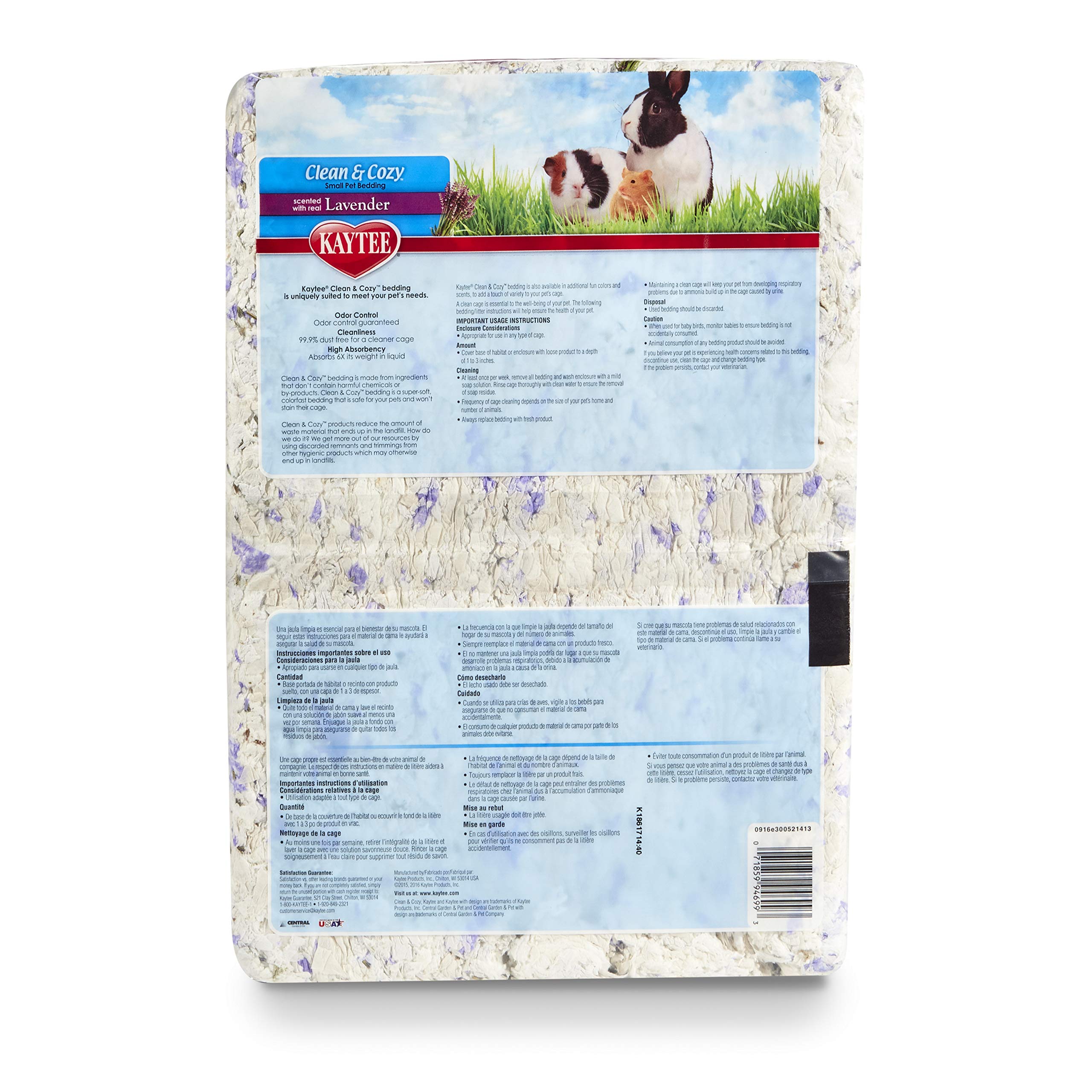 Kaytee Clean & Cozy Lavender Bedding For Pet Guinea Pigs, Rabbits, Hamsters, Gerbils, And Chinchillas, 49.2 Liters