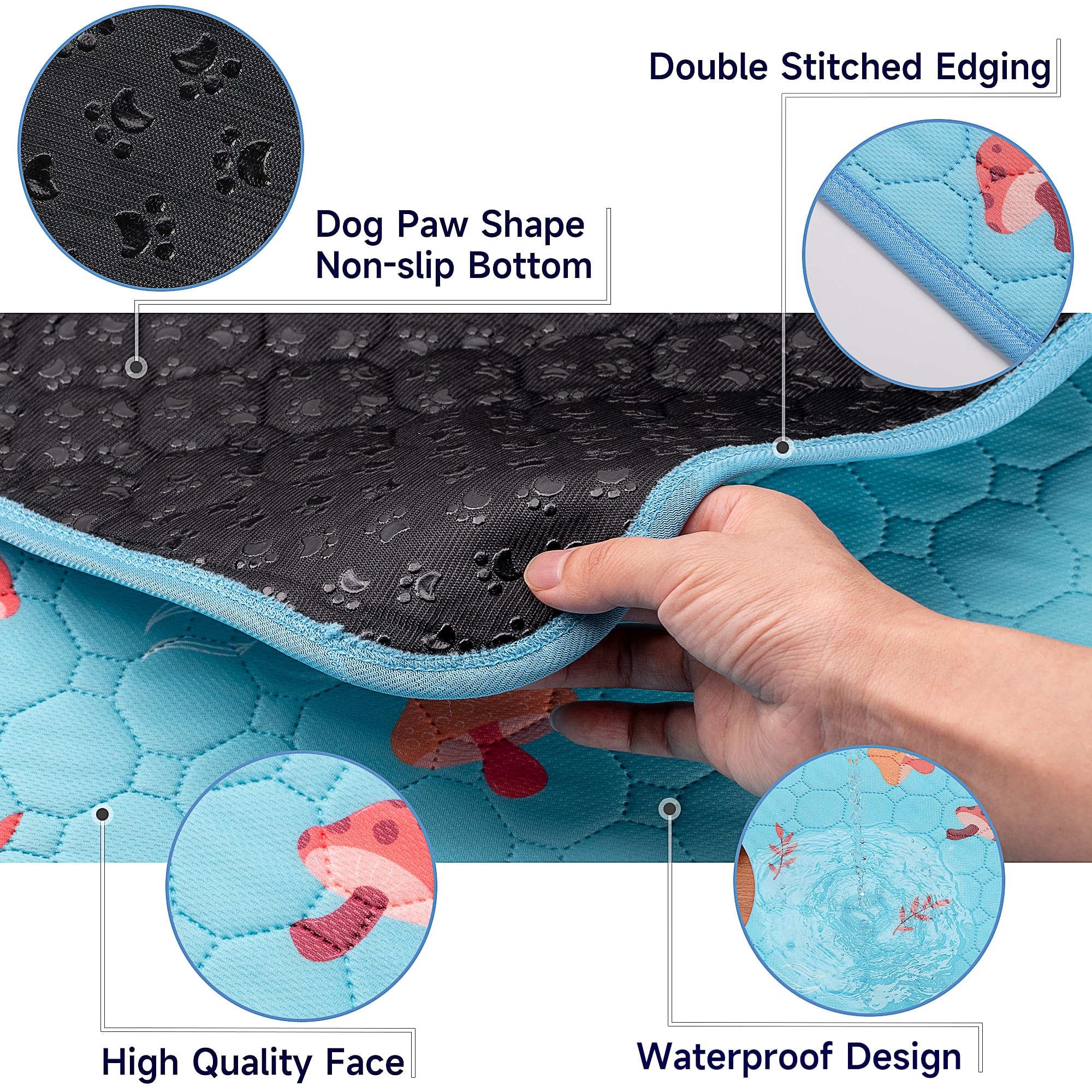 Sunheir Washable Pee Pads for Dogs, 2-Pack Reusable Puppy Pads, Waterproof Non-Slip Wee Wee pad, Absorbent and Leakproof Trainin