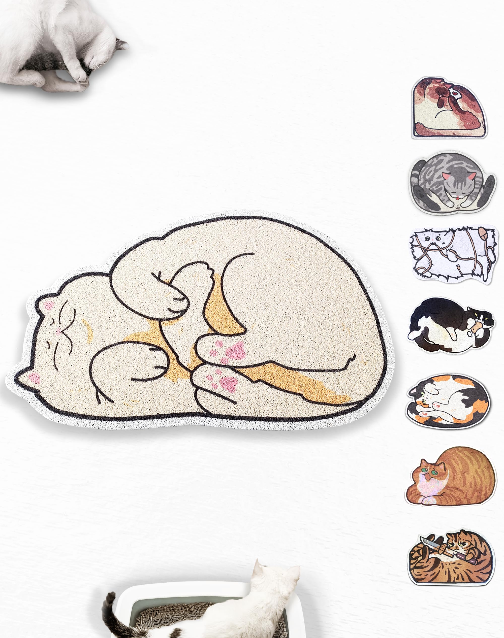 Lukamoo Cute Cat Litter Mat (30X20), Large/L, For Kitty Litter & Cute Cat Litter Box