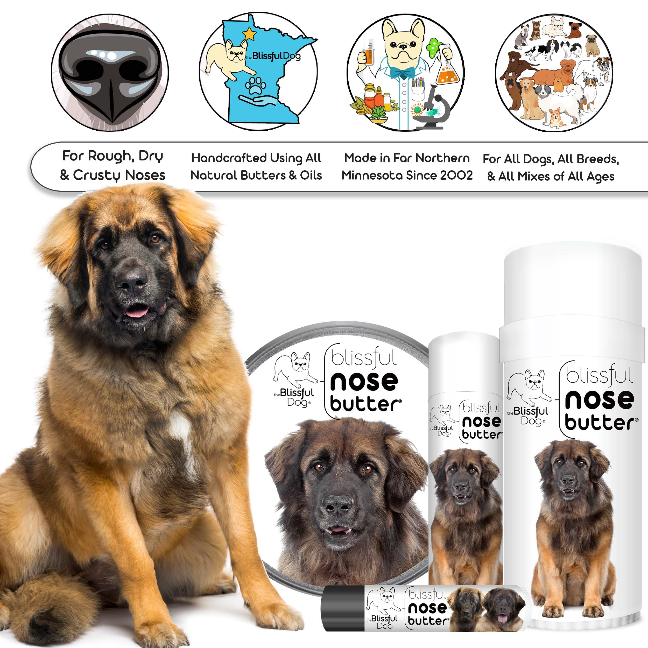 The Blissful Dog Leonberger Unscented Nose Butter - Dog Nose Butter, 4 Ounce