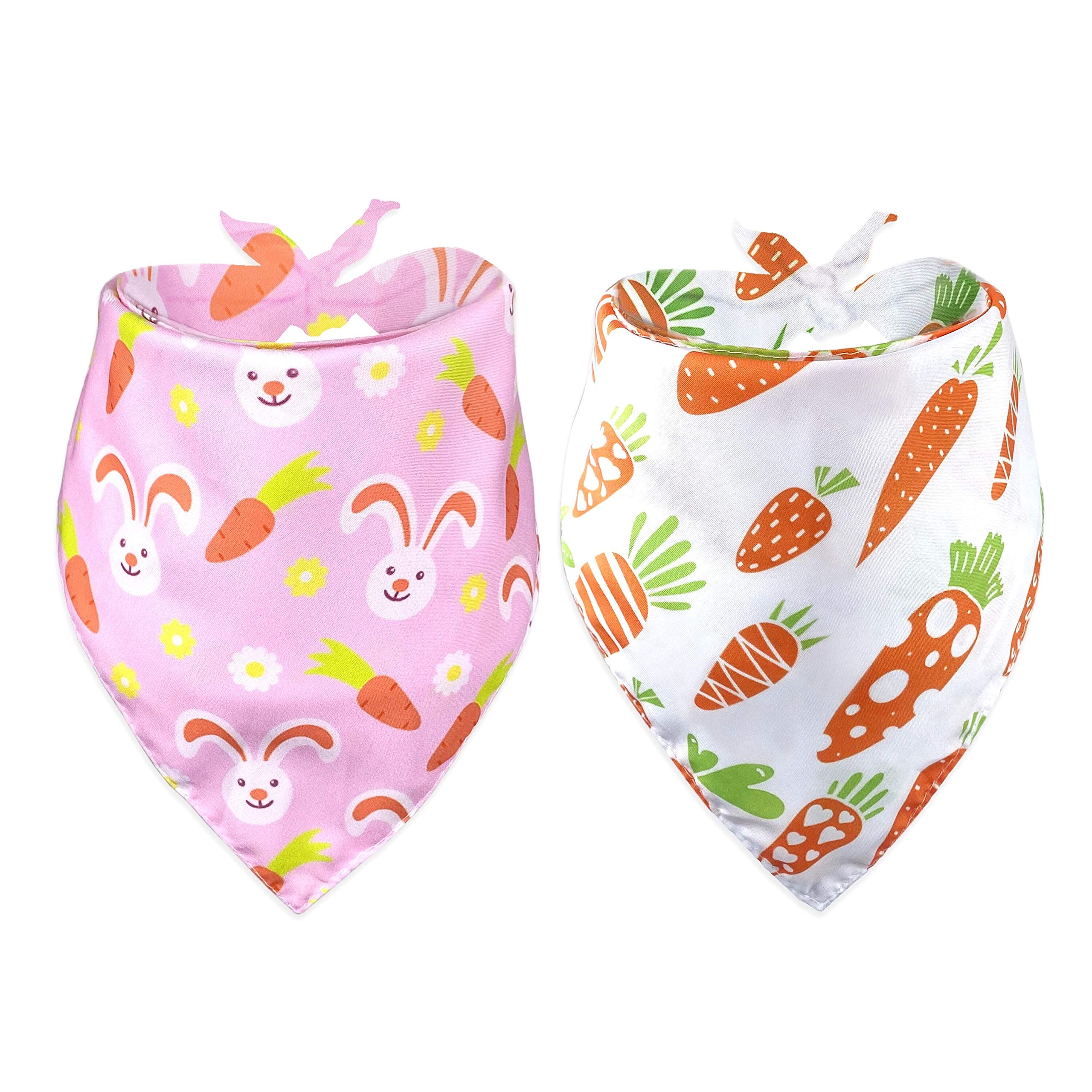 Easter Day Dog Bandana, Holiday Cat Bandana Bunny And Carrot Scarfs For Small Medium Large Dogs Cats Pet Puppies (Hoppy Hour/Pin