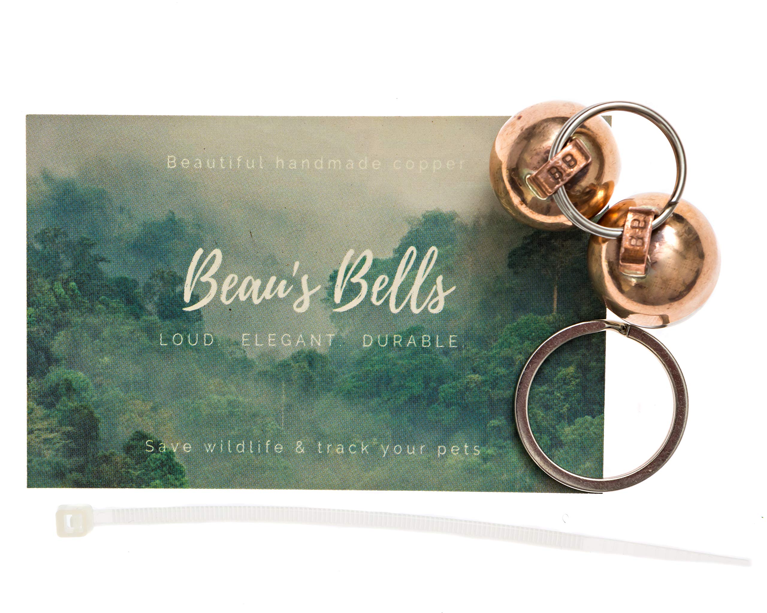 Beaus Bells 2 Extra Loud Cat & Dog Bells | Pet Tracker | Save Birds & Wildlife | Luxury Handmade Copper (Medium)
