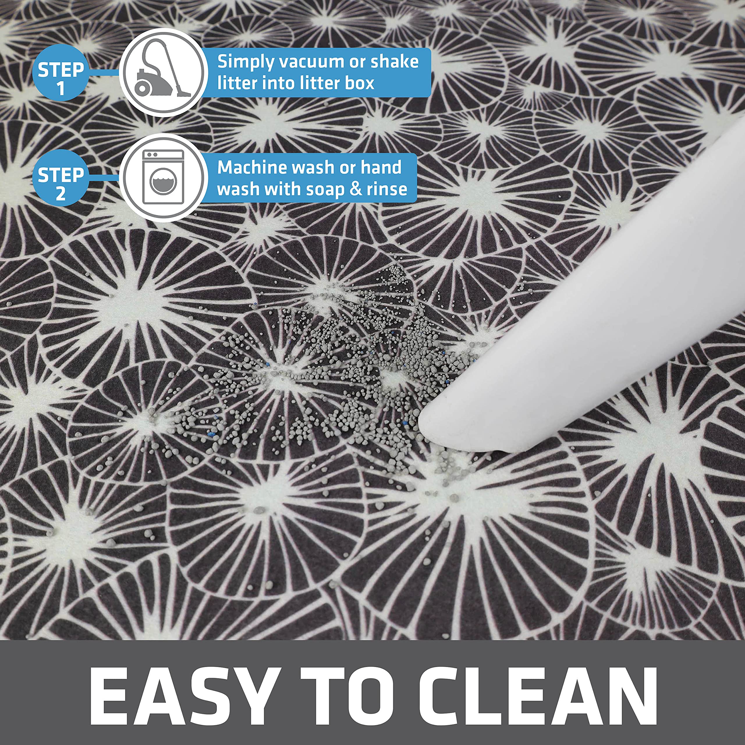 Drymate Original Cat Litter Mat, Contains Mess From Box For Cleaner Floors, Urine-Proof, Soft On Kitty Paws -Absorbent/Waterproof- Machine Washable, Durable (Usa Made) (20”X28”)(Kahopo Grey)