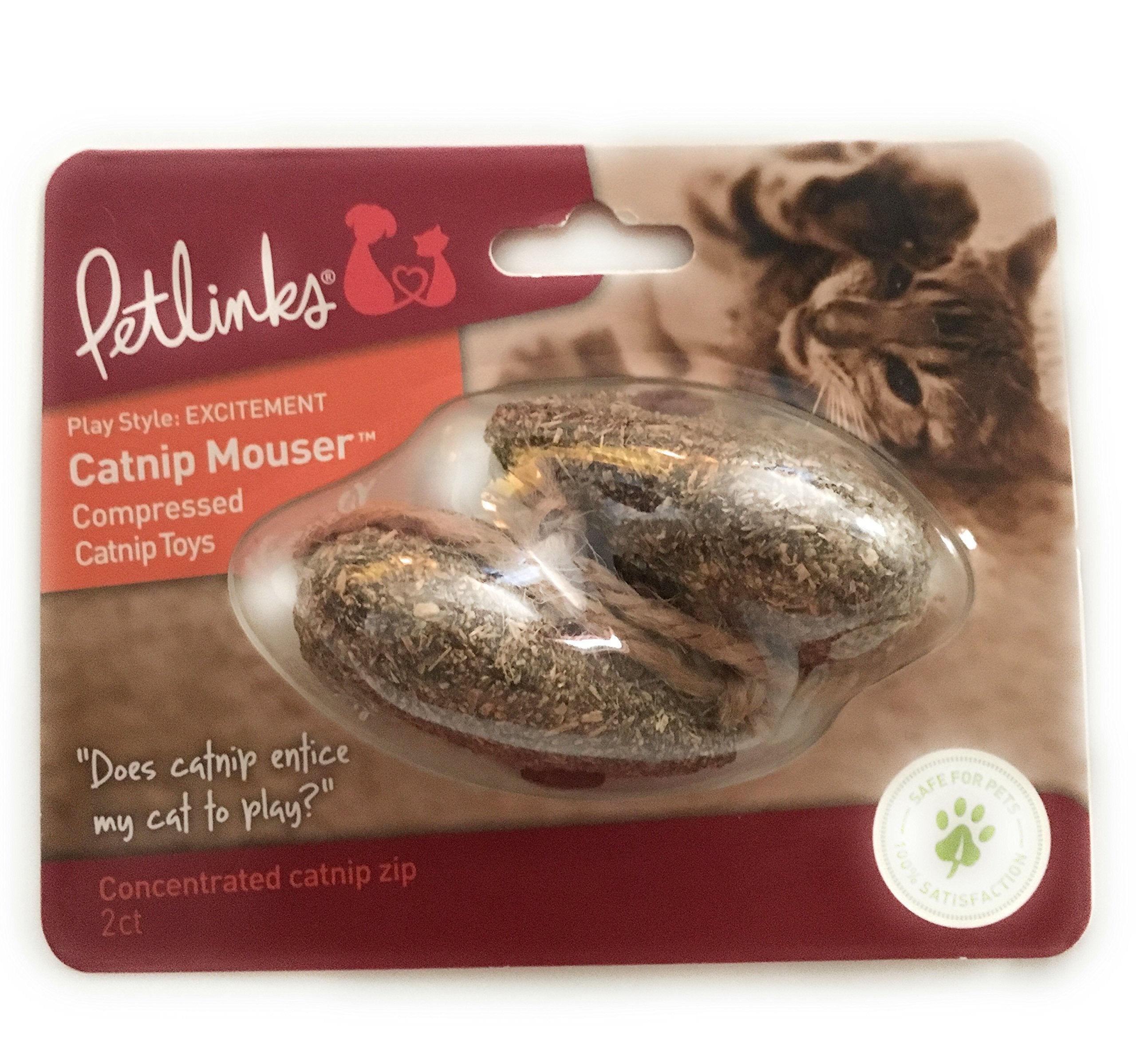 Petlinks (2 Count) Catnip Mouser Compressed Catnip Cat Toys - Natural, 2 Count