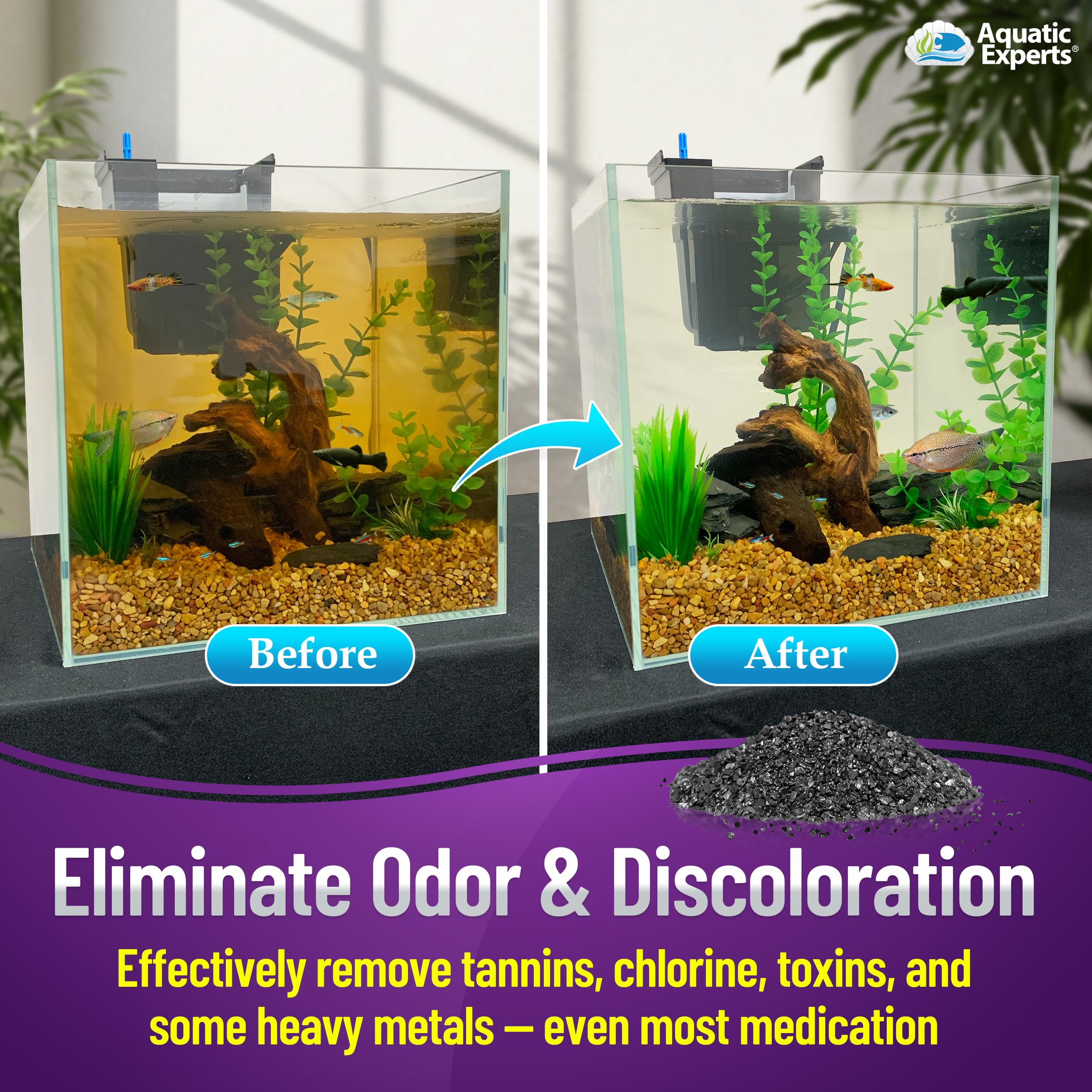 Premium Activated Carbon, Aquarium Carbon For Fish Tank Filter, Aquarium Filter Media, Granulated Charcoal For Fish Tanks, Activ