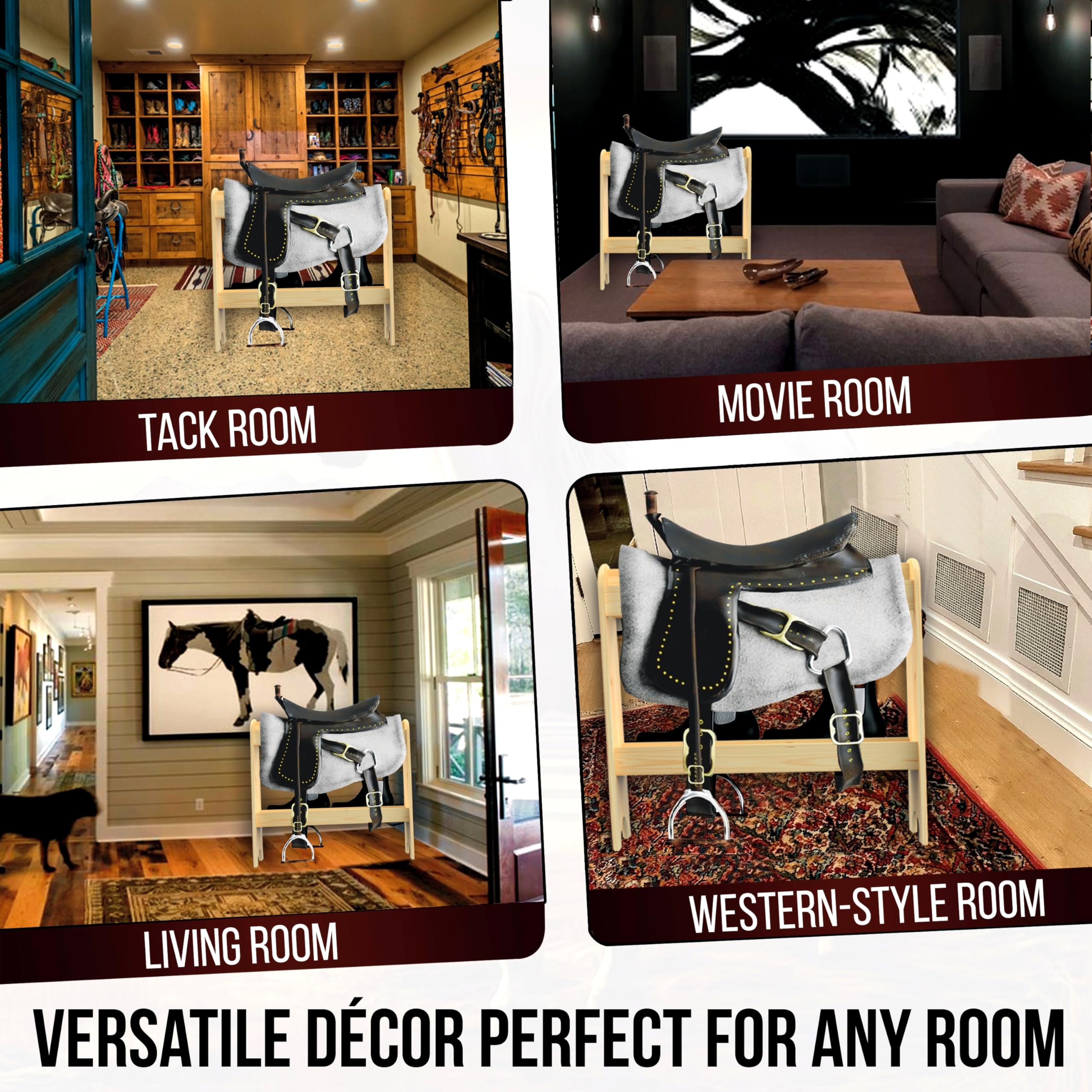 Hotcan Pine Wood Saddle Rack - Ideal Saddle Stand For Western Horse Gear And Horse Tack Organizers, Suitable For Displaying Trop