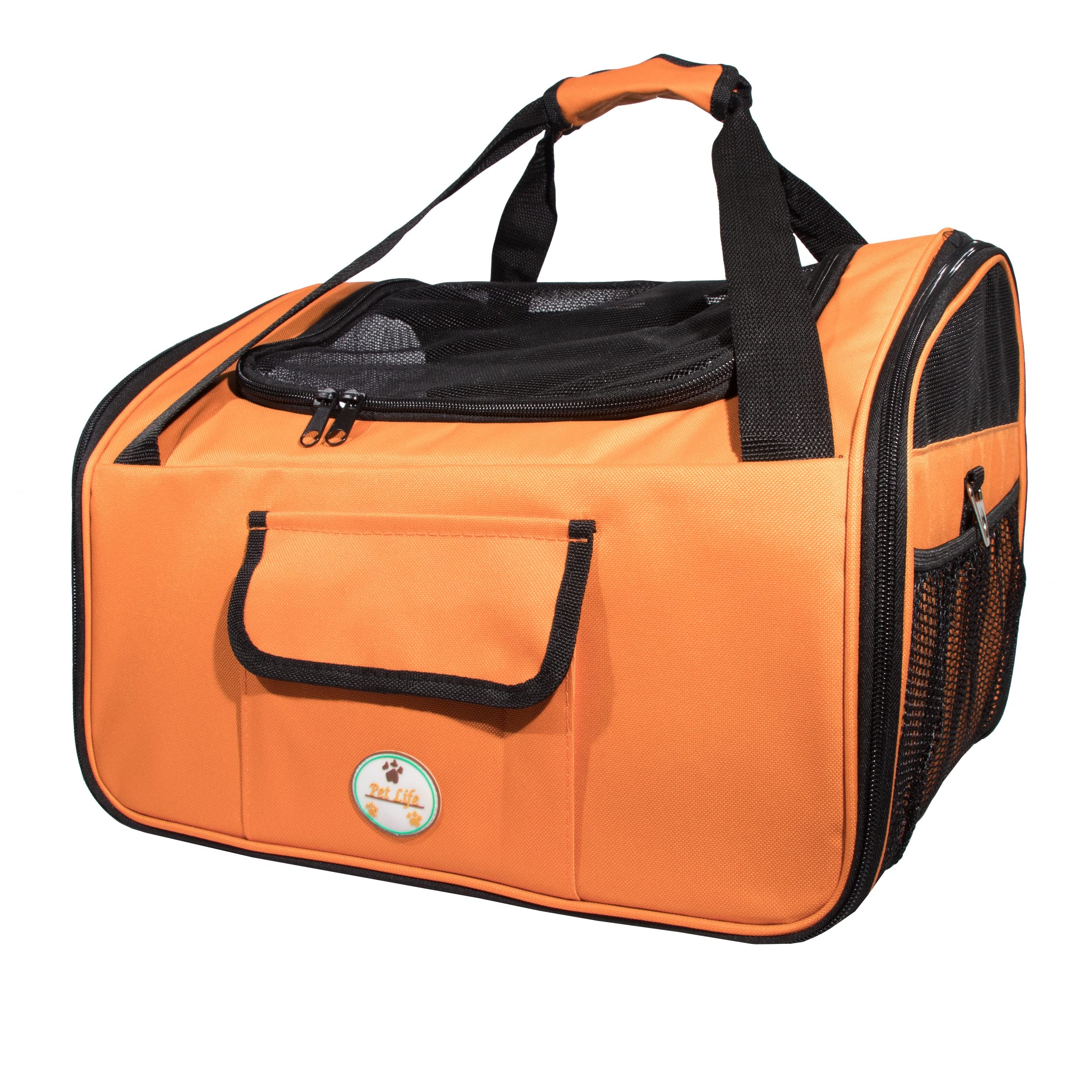 Pet Life Ultra-Lock Collapsible Safety Travel Dog Carseat - Wire Folding Pet Carseat Dog Carrier with seat Belt Attachment cars