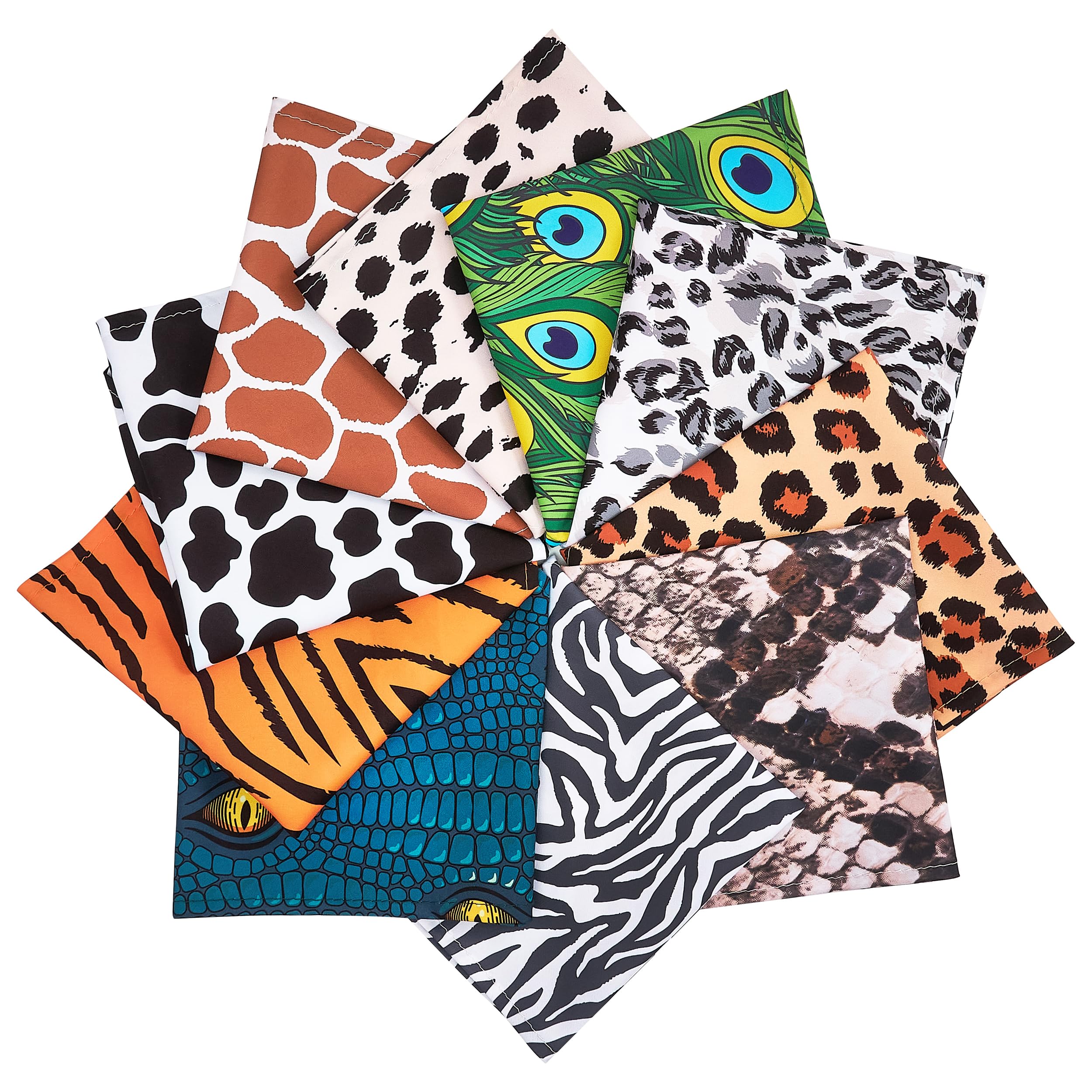 JpGdn 10PCS Animal Print Dog Bandanas Triangle Bibs Head Scarves Zebra Leopard Snake Tiger Peacock Cheetah Giraffe and Cow Print
