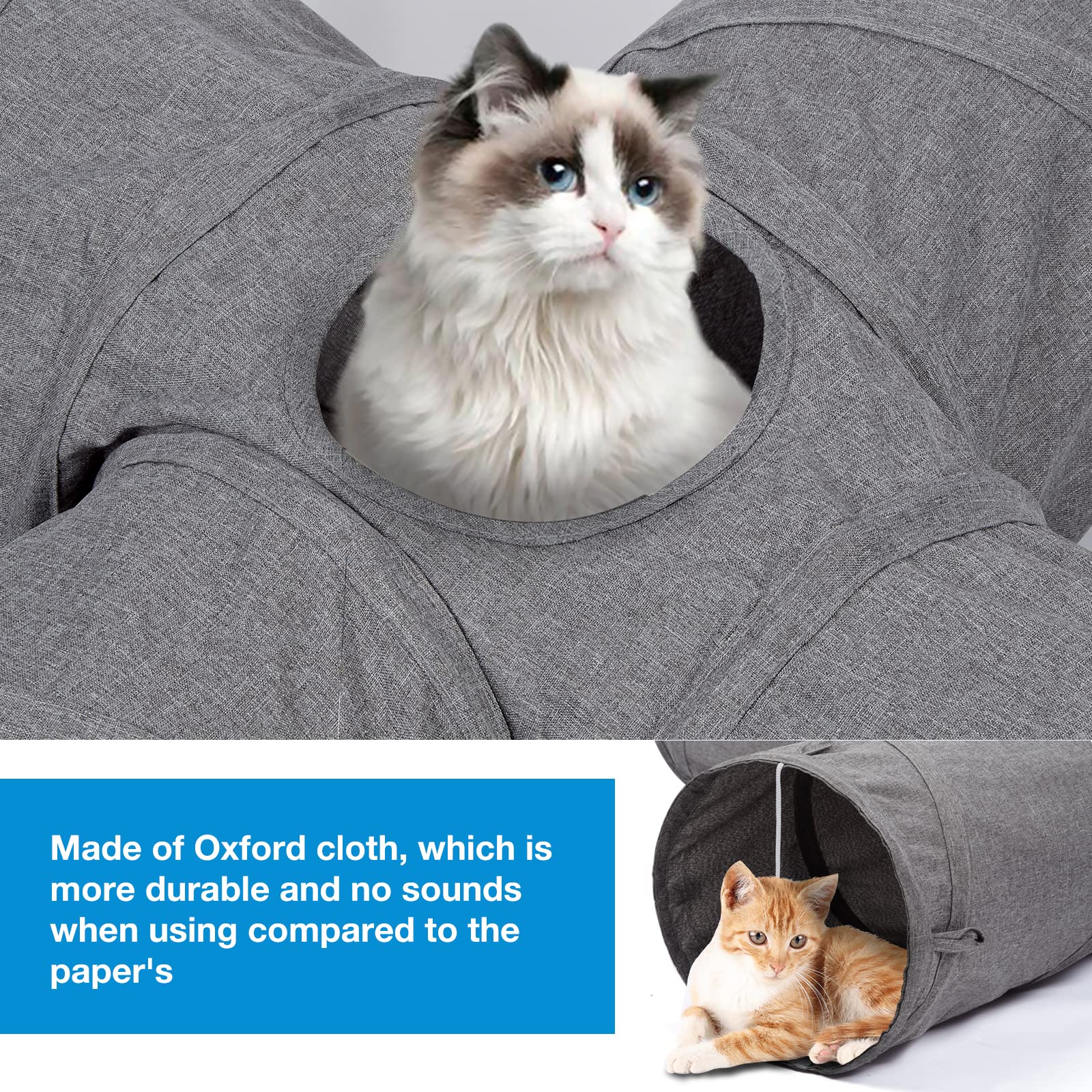 Ownpets Cat Tunnel Sturdy Oxford Fabric Cat Tunnel Toy, S-Shape Collapsible Cat Tunnels For Indoor Cats,Interactive Peek Hole Pe