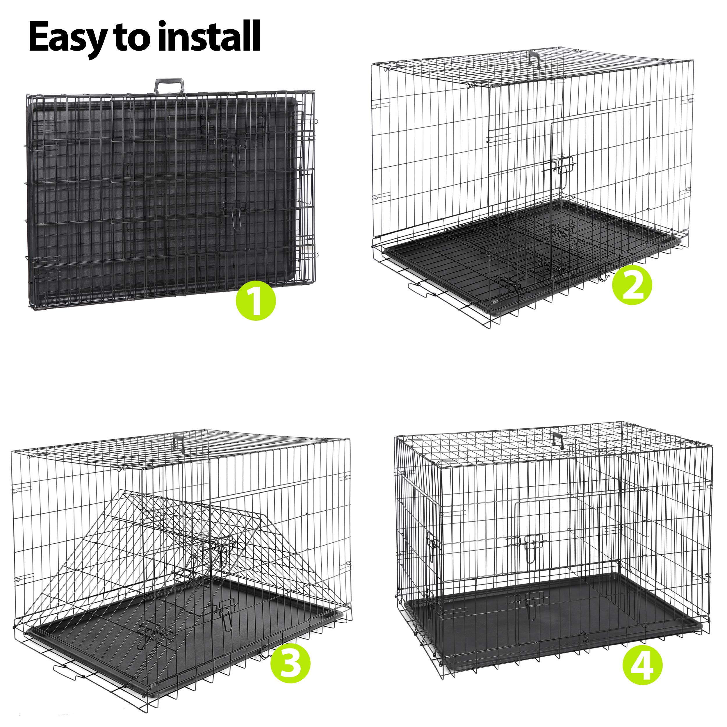 Epetlover 42-Inch Double Door Dog Crates Folding Metal Pet Kennel Wire Cage With Tray For Small Medium Large Sized Dogs, Indoor