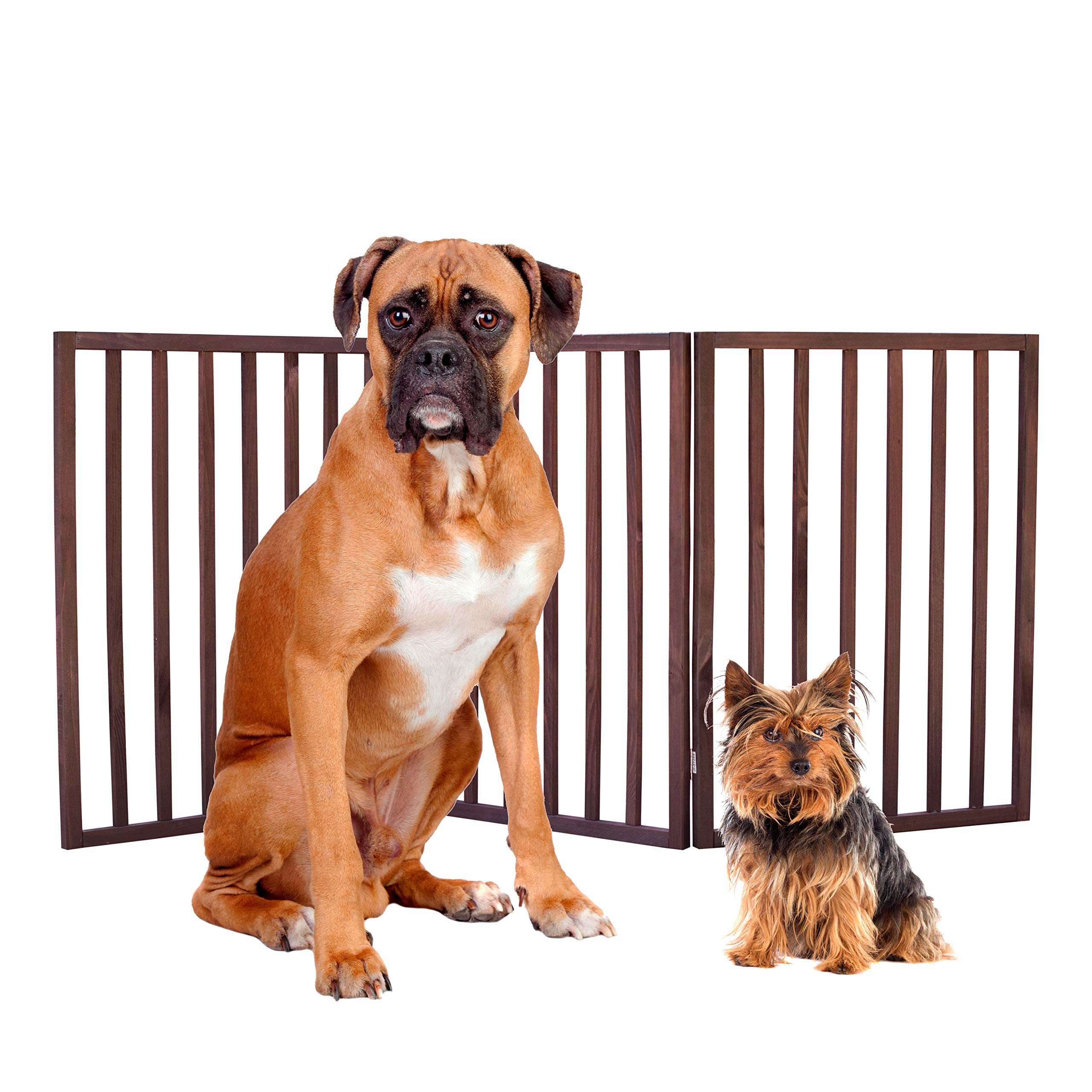 Pet Parade Folding Pet Gate, Brown, Extra Wide