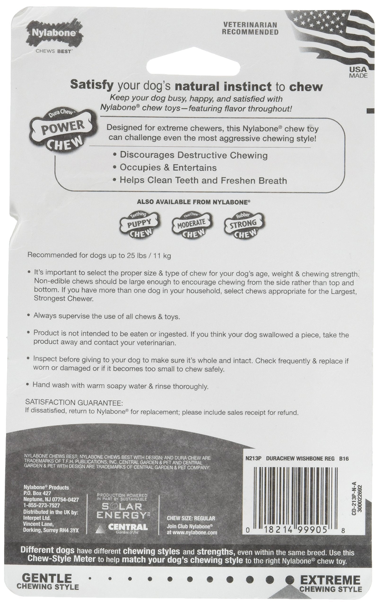 Nylabone (3 Pack) Dura Chew Original Flavored Wishbone Dog Chew - Size Wolf/Medium
