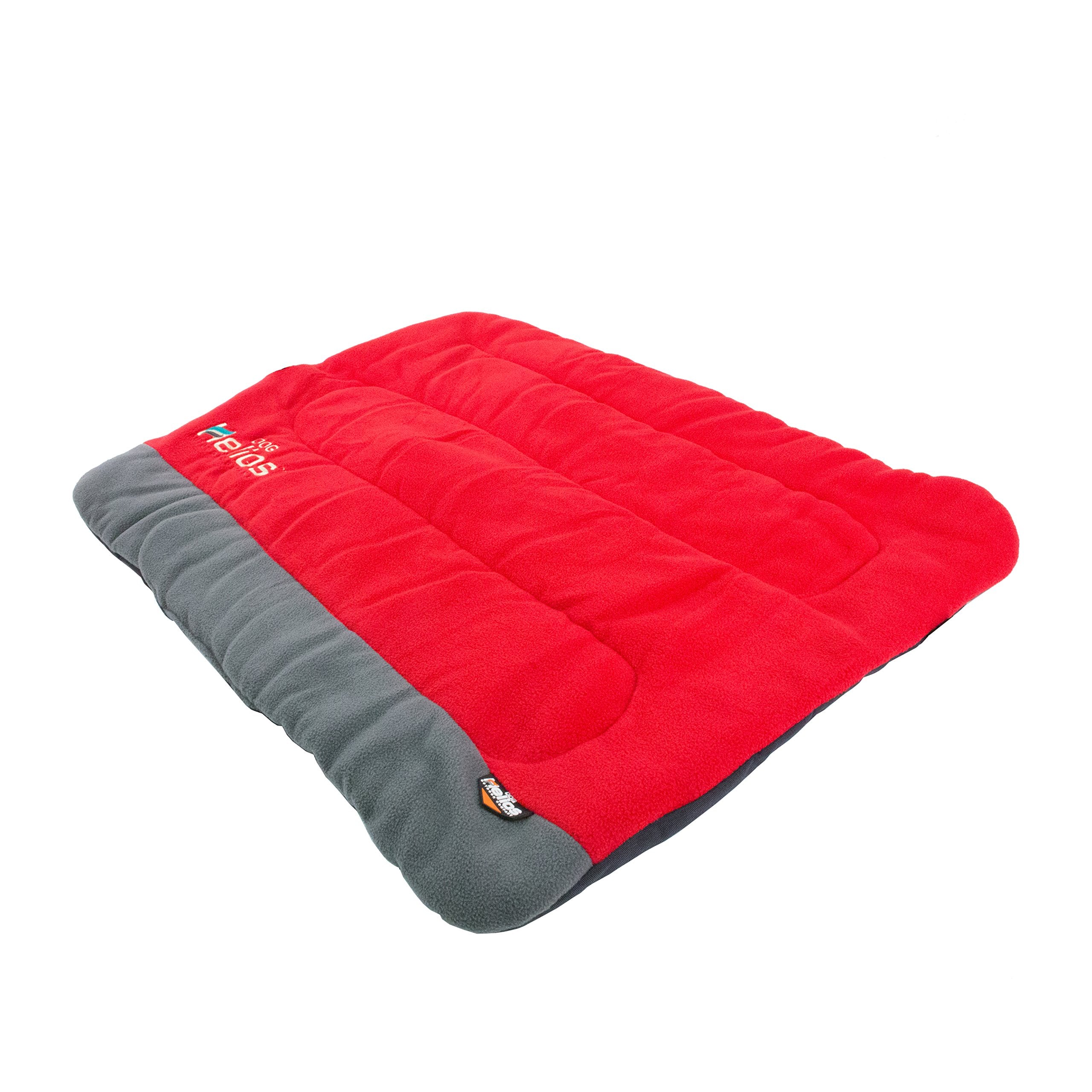 DOGHELIOS 'Combat-Terrain' Cordura-Nyco Reversible Nylon and Polar Fleece Travel Camping Folding Pet Dog Bed Mat, X-Large, Red, Grey