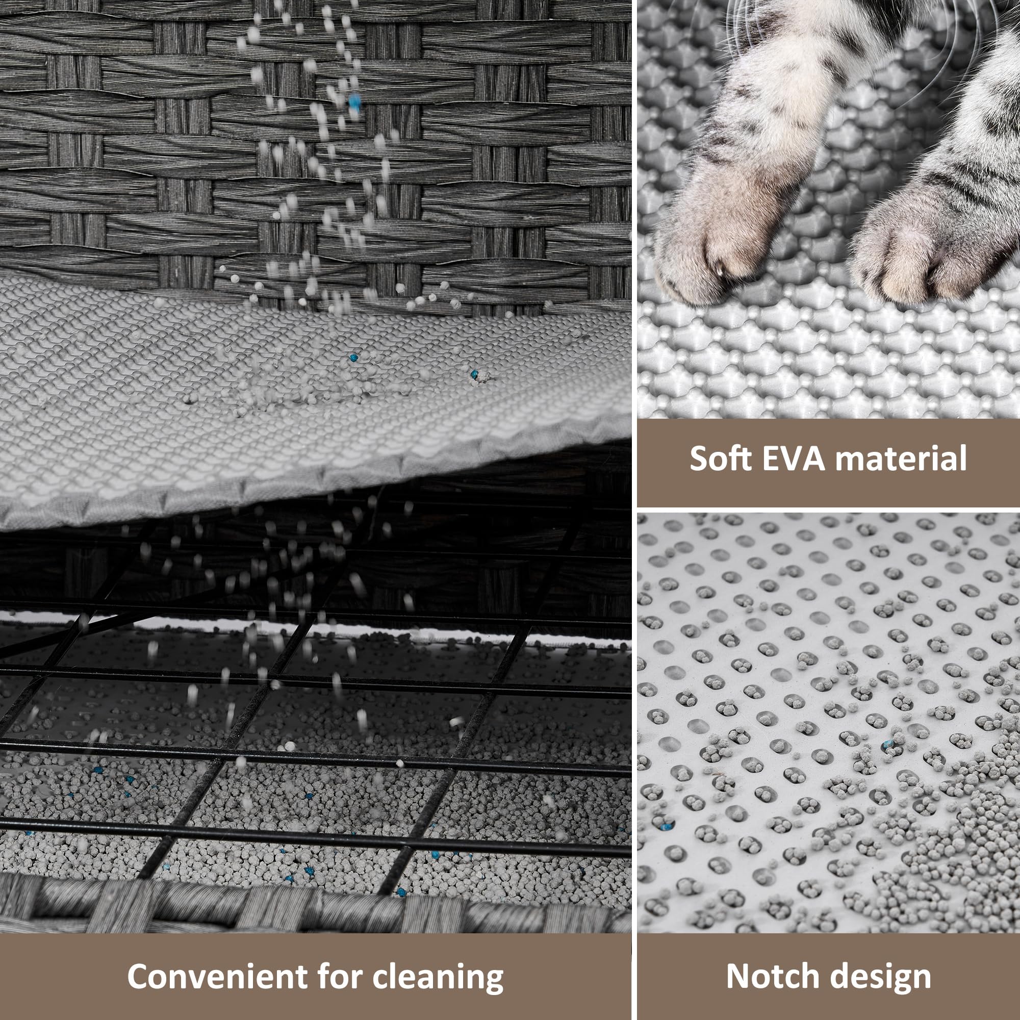 Cat Litter Box Enclosure With Soft Litter Mat; Hidden Kitten Washroom Furniture With Door; Handwoven Rattan Cat House; Pet Crate