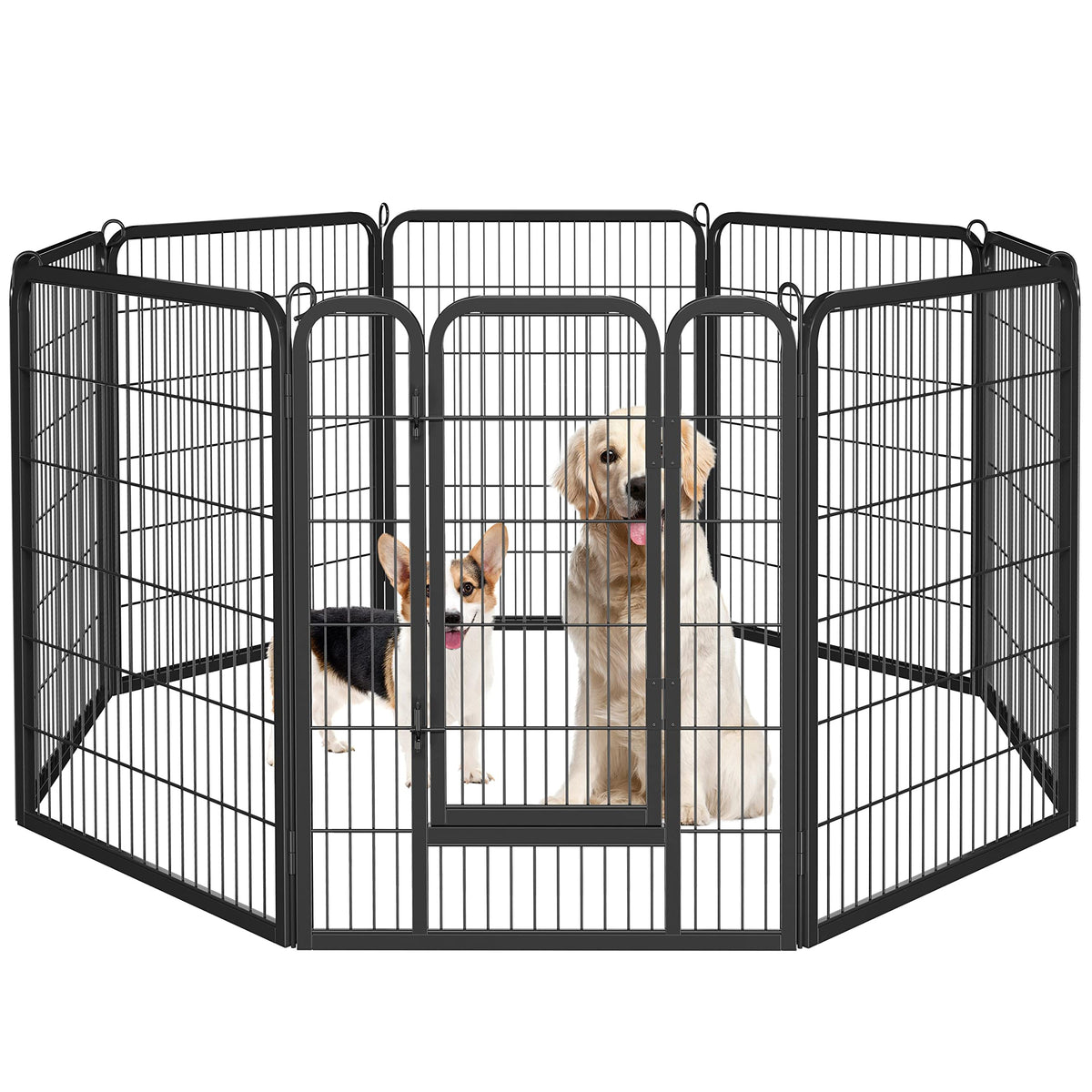 Costoffs 80 X 100 Cm Extra Large 8 Panel Dog Playpen Pet Pen For Small Animals Rabbit Duck Cat Indoor/Outdoor Black