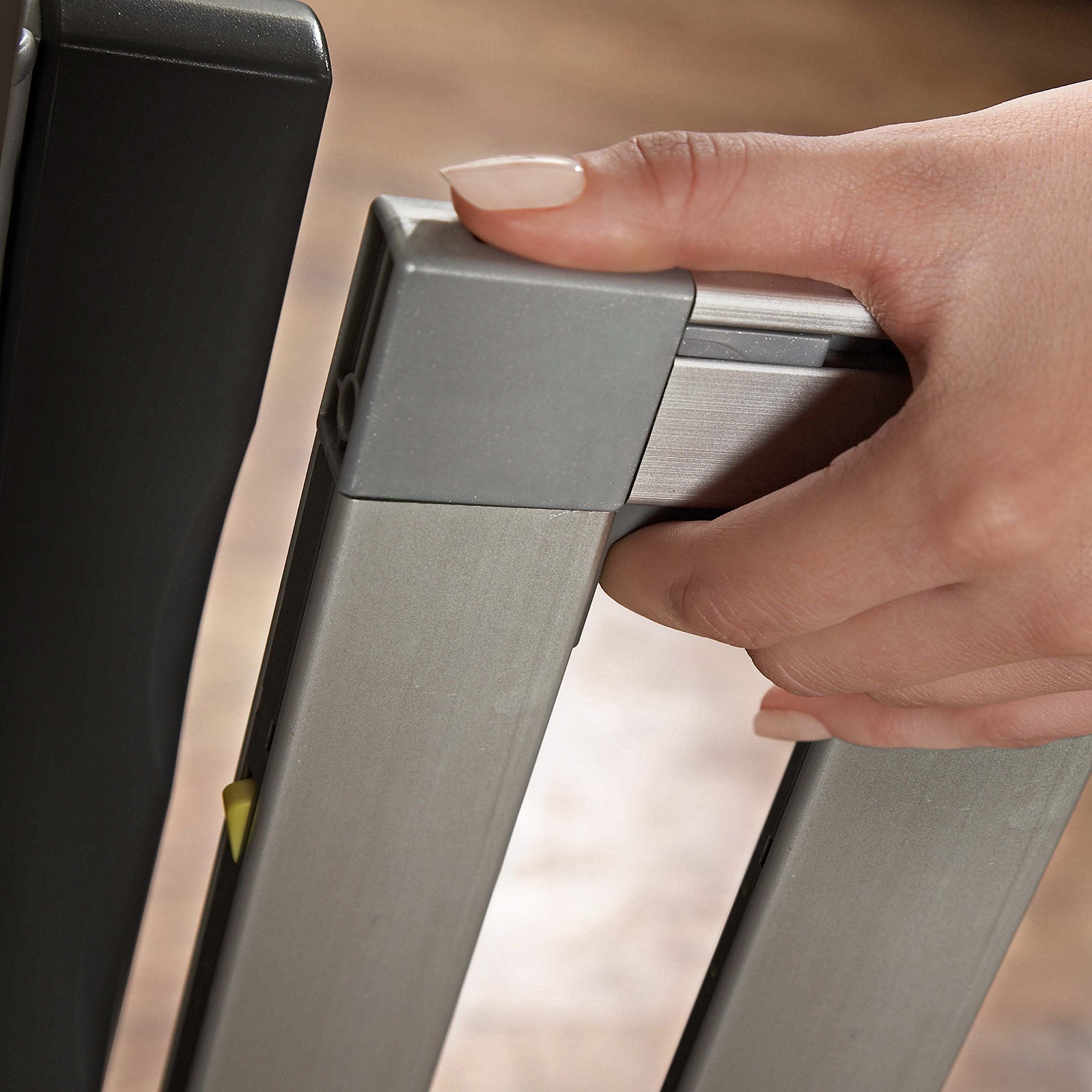 Munchkin Loft Hardware Mounted Baby Gate, Silver Aluminum, for Stairs & Doors, Extends 26.5-40, 40x30.5 Inch, Safe & Durable