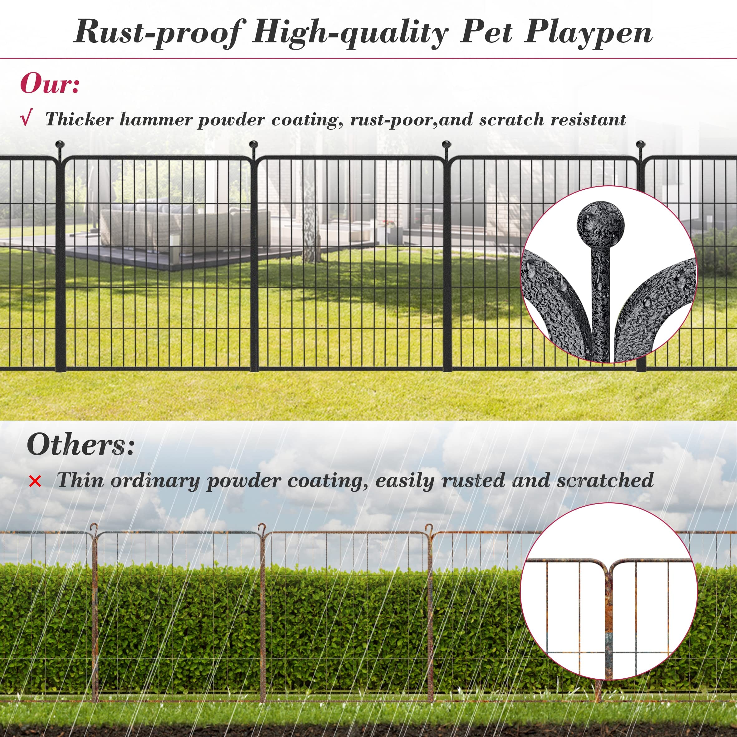 Jhsomdr Dog Playpen 32 Inch 32 Panels Indoor Outdoor Dog Pen For Medium/Small Dogs Heavy Duty Metal Dog Fence Outdoor For Yard,