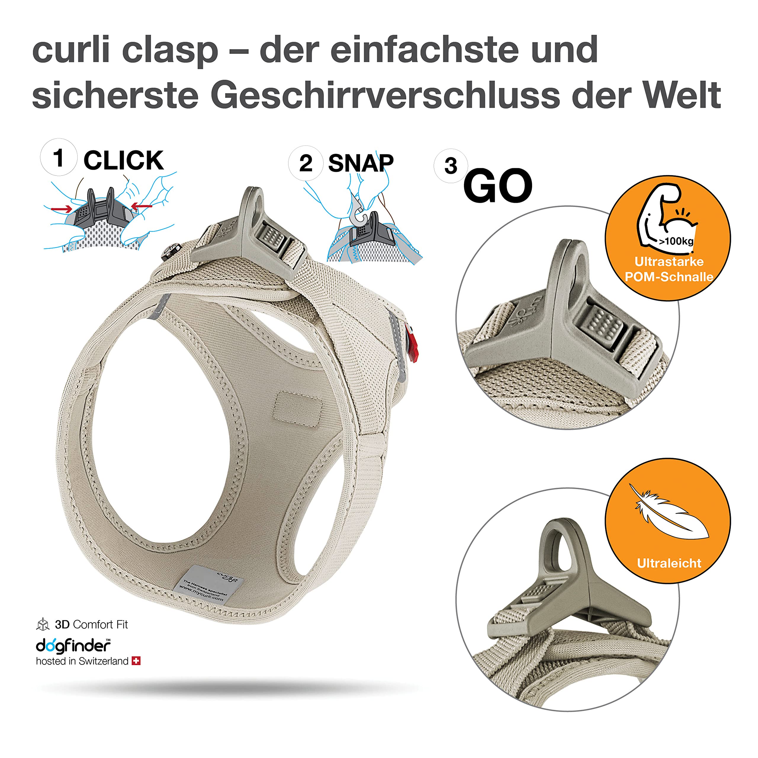 Vest Harness Curli Clasp Air-Mesh Light-Tan Xs