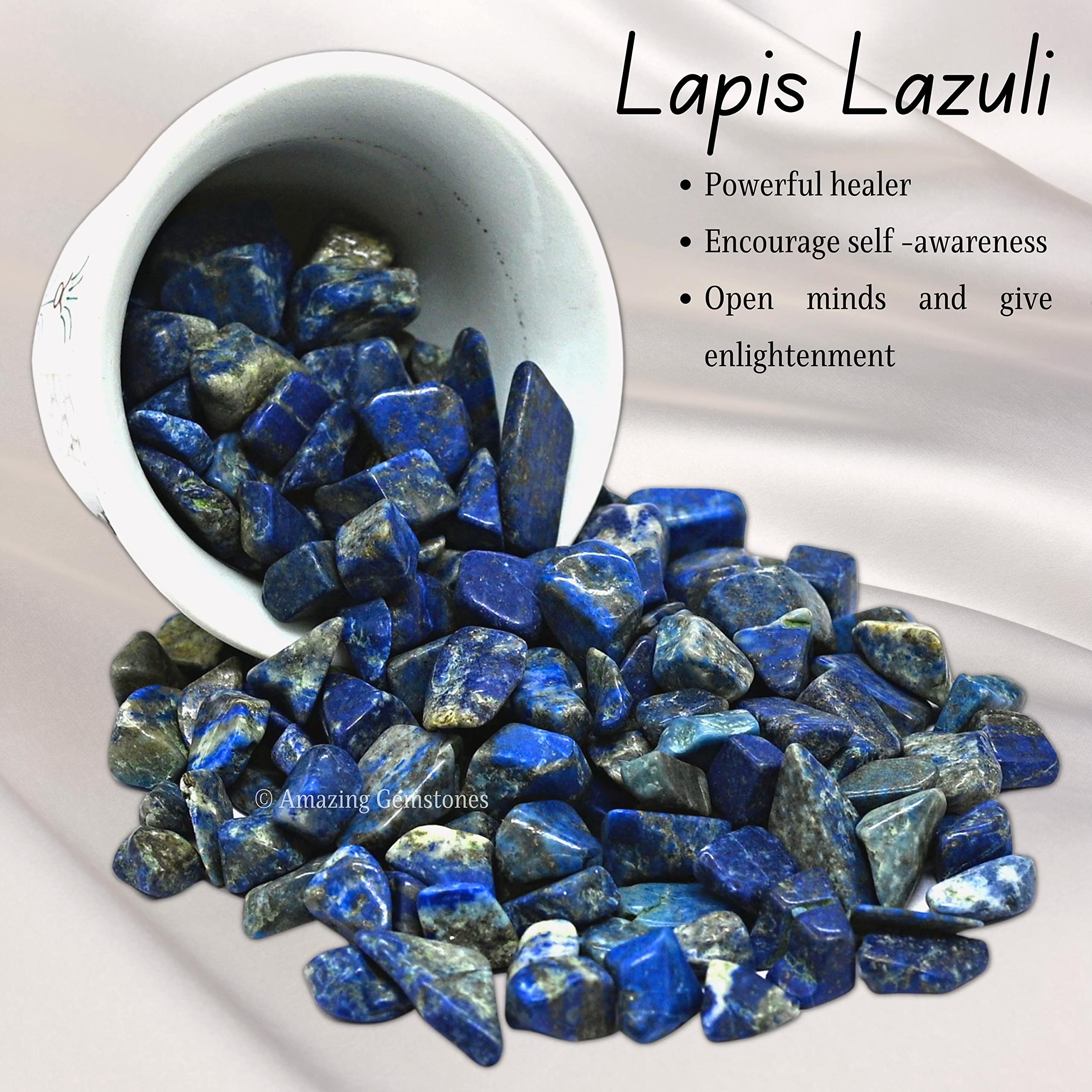 Lapis Lazuli Crystal Chips and Tiny Crystals - Aquarium Gravel Rocks, Bulk Fish Tank Gravel, Small Tumbled Stone Chips for Decor