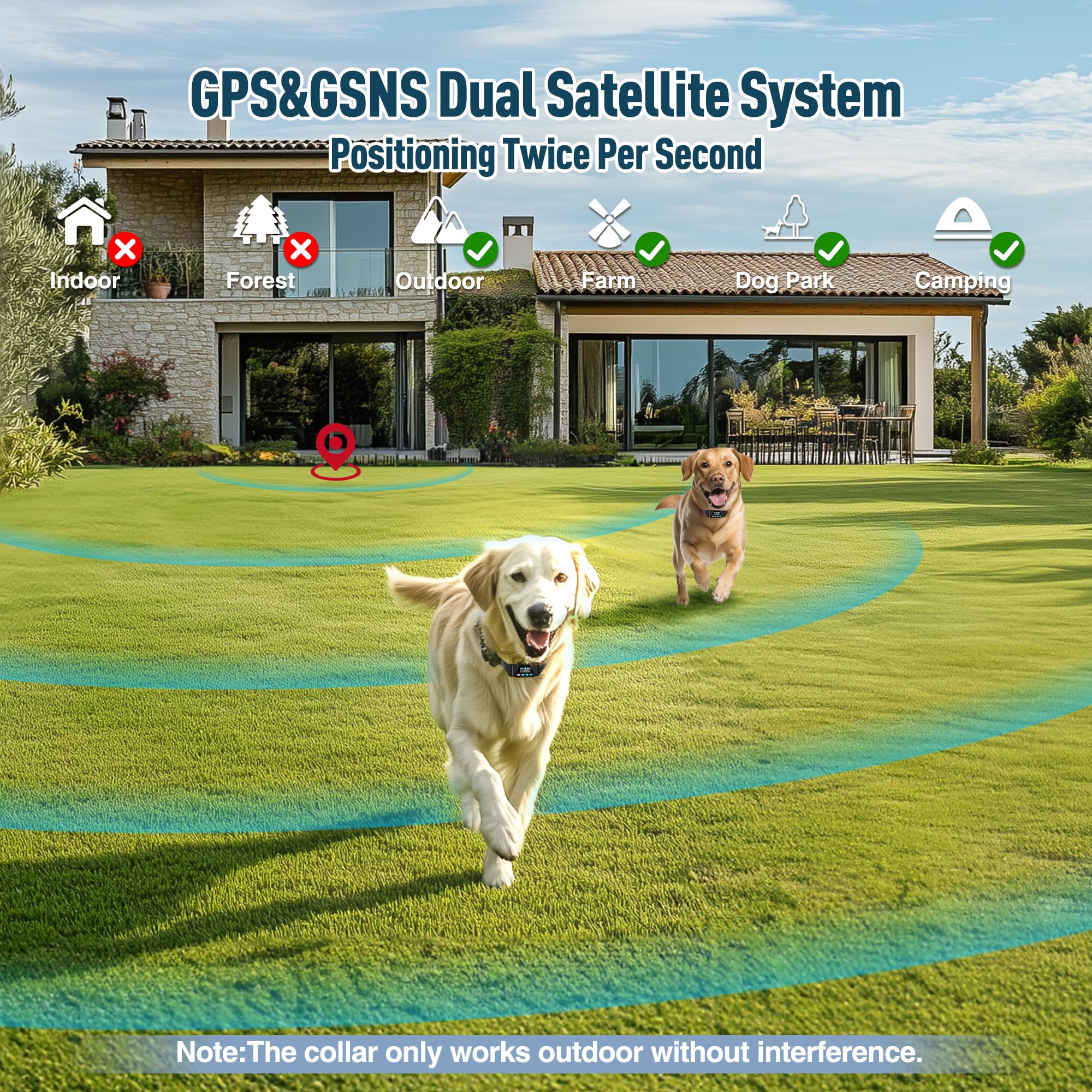 PUPKIDS Wireless Dog Fence for 2 Dogs, Electric Fence for Dogs - Radius Up to 33-9999 Yards Adjustable Training Collar for Large