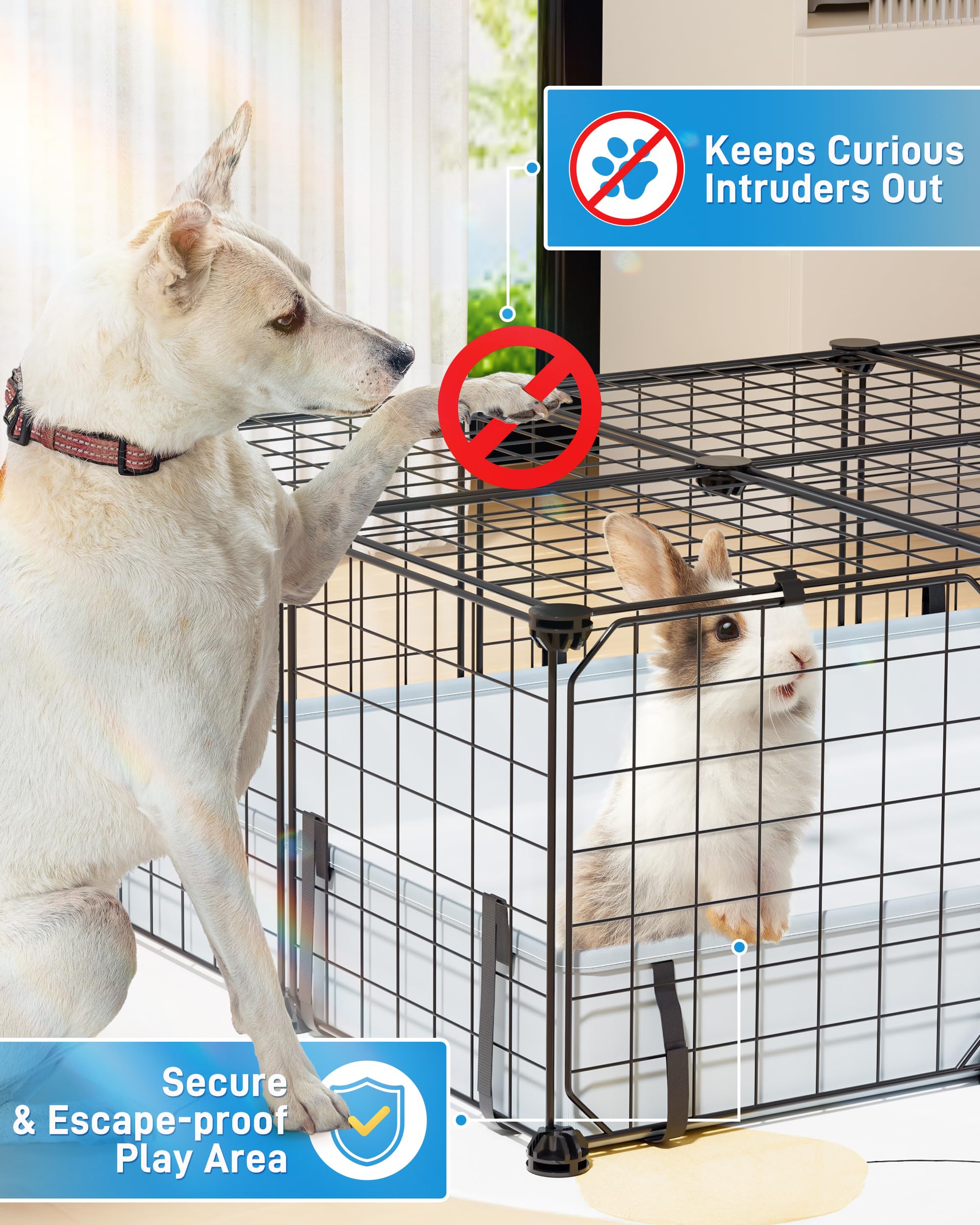 Bucatstate 20 Panels Guinea Pigs Cages, Small Animal Playpen With Waterproof Mat, 47'' L*24'' W*12'' H Metal Hedgehog Enclosure