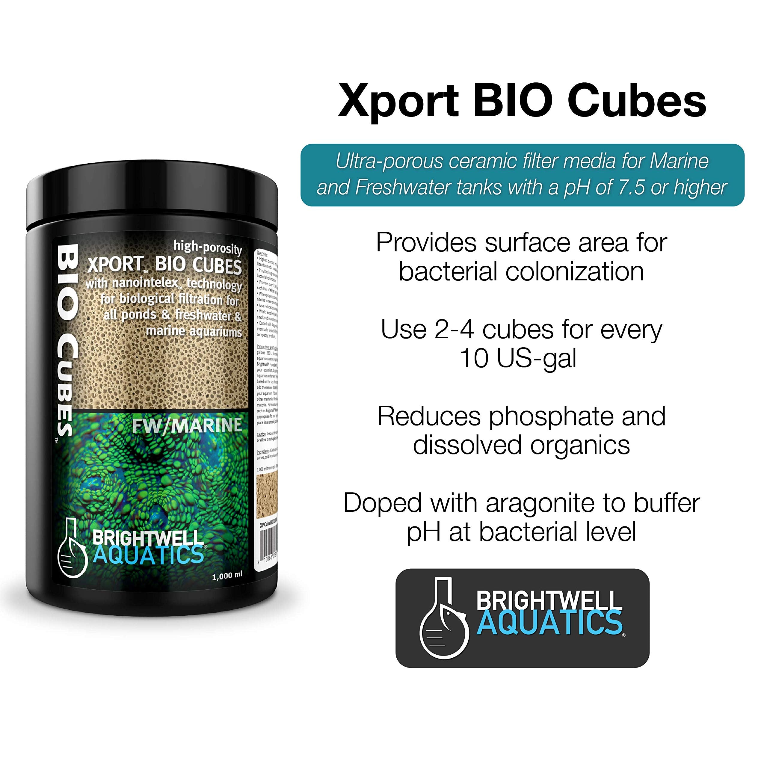 Brightwell Aquatics Xport BIO Cubes - Ultra-Porous Biological Filter Media for Filtration in Marine and Freshwater Aquariums, 10