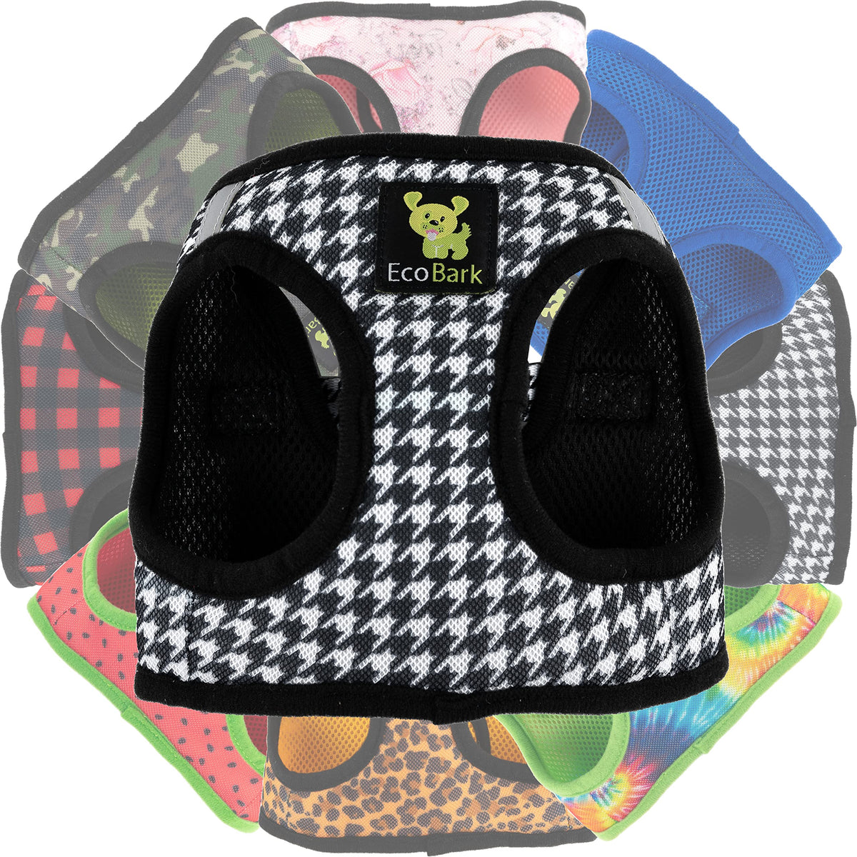 Ecobark Step In Dog Harness - Teacup Dog Harnesses For Xxs, Xs, And Small Dogs - Soft Mini Body Halter - Puppy To Senior Dogs - Toy Breed Dog Harness Vest Under 5 Pounds Lbs (Xxs, Houndstooth)