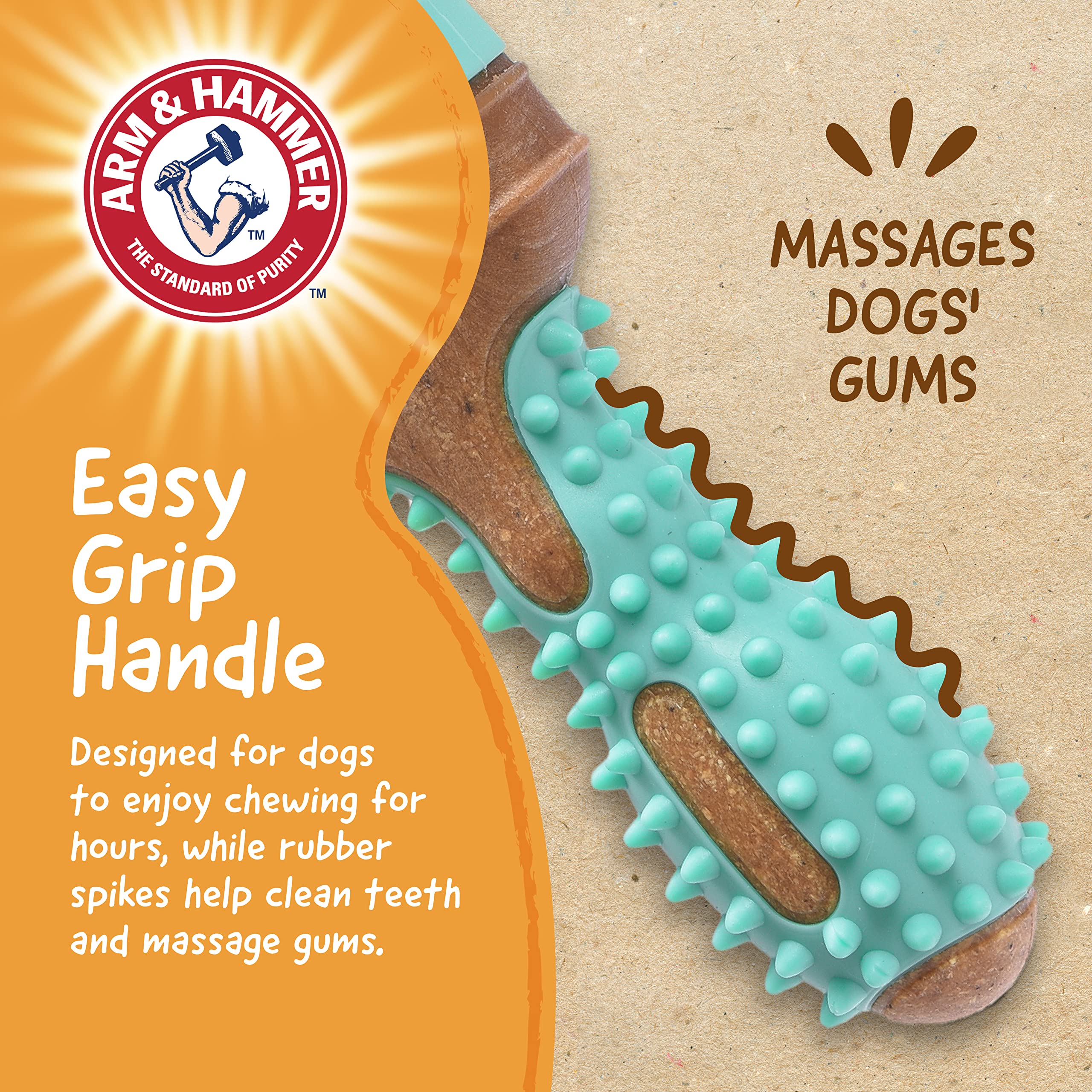 Arm & Hammer Chew Tools Collection Dog Toy - 7.5 Inch Compressed Wood Paintbrush Chew Toy, Durable & Safe Alternative to Chewing Sticks