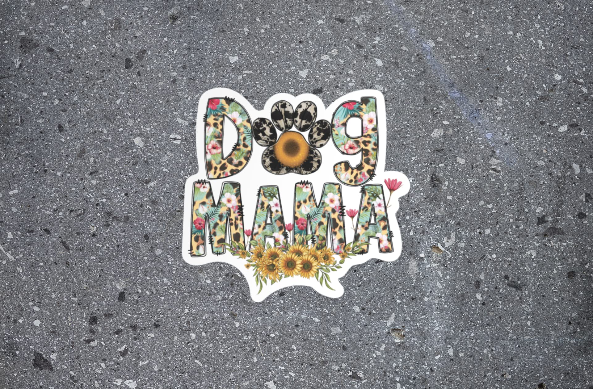 Dog Mama 5 Inch Waterproof Decal Sticker Wall Mom Mother Window Sunflower Love Pet Paw Dog Cat Family Bird Pets Pig Rabbit Lover