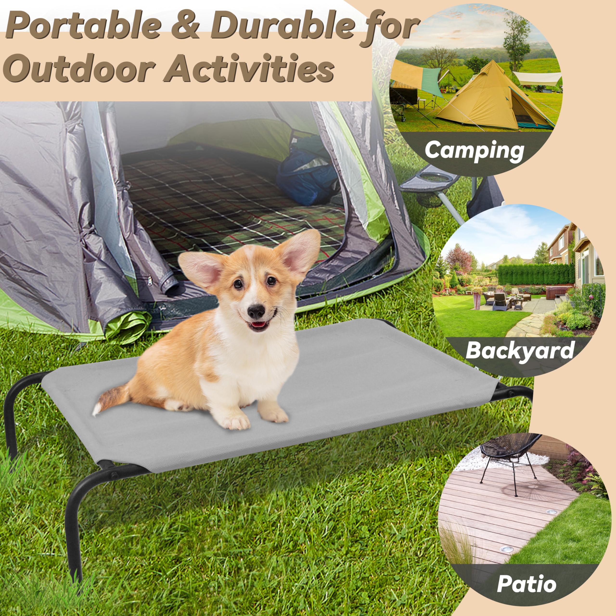 Phyex Elevated Dog Bed For Small Dogs, Raised Dog Bed With Breathable Mesh, Dog Cot Bed With Sturdy Steel Frame For Indoor & Out