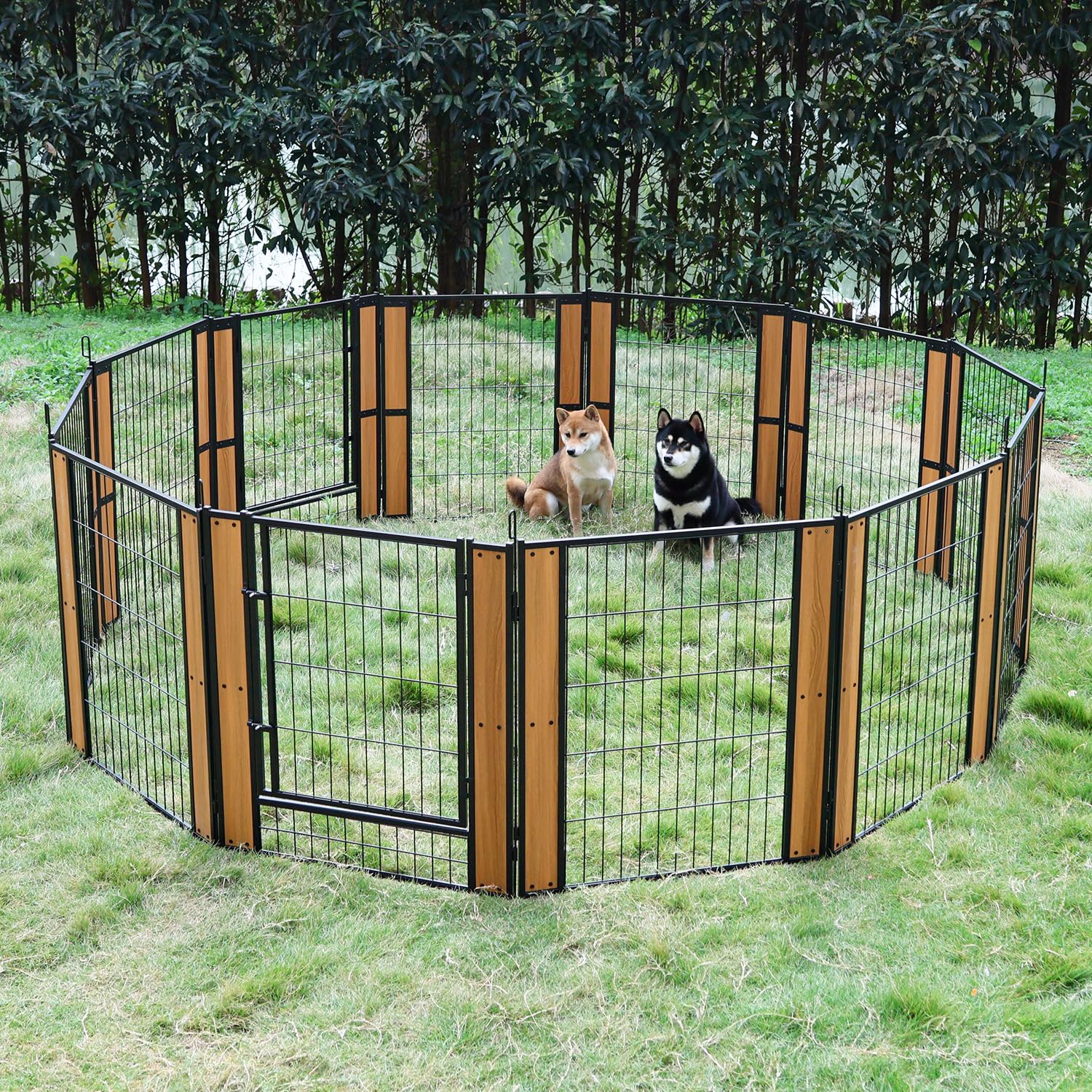 Rypetmia Heavy Duty Dog Playpen - 32 Inch Height - Indoor/Outdoor Pet Fence - Foldable Exercise Pen For Medium & Small Dogs