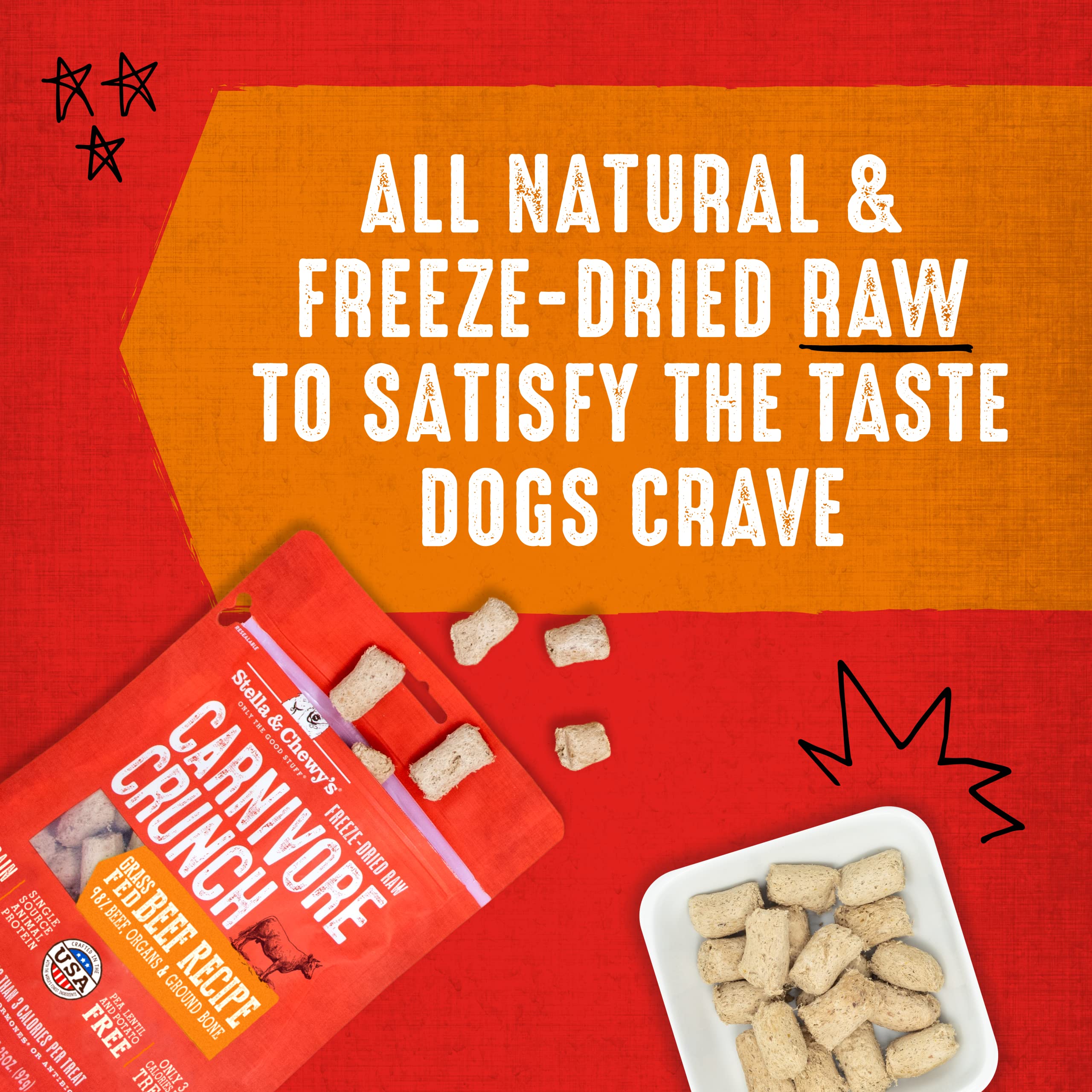 Stella & Chewy's Freeze-Dried Raw Dog Treats, Grass-Fed Beef, 3.25 oz, Model CC-B3